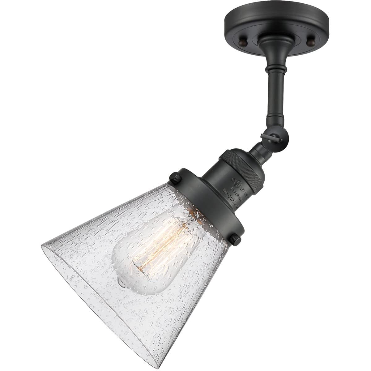 Innovations 201F-BK-G64-LED Matte Black Semi-Flush Mount Ceiling Light Fixture - Energy Efficient LED Lighting for Bedroom, Hallway & Kitchen