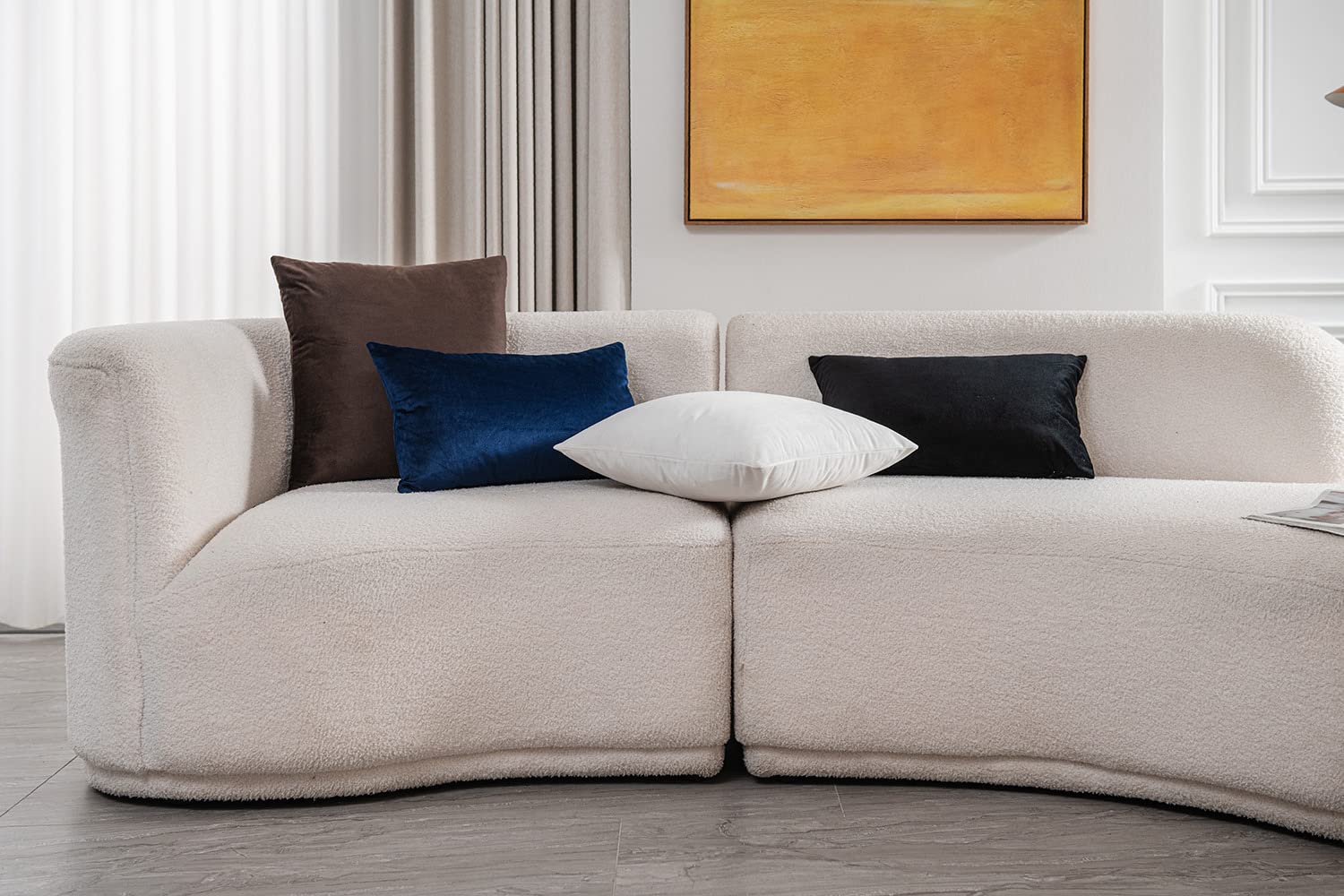 DEZENE 26x26 Inch Velvet Euro Pillow Covers Set of 2 - Soft Oversized Square Couch Pillow Shams for Living Room Sofa & Bed Decor - Cozy Home Accent (White) | Perfect for Modern Home Styling and Comfortable Lounging