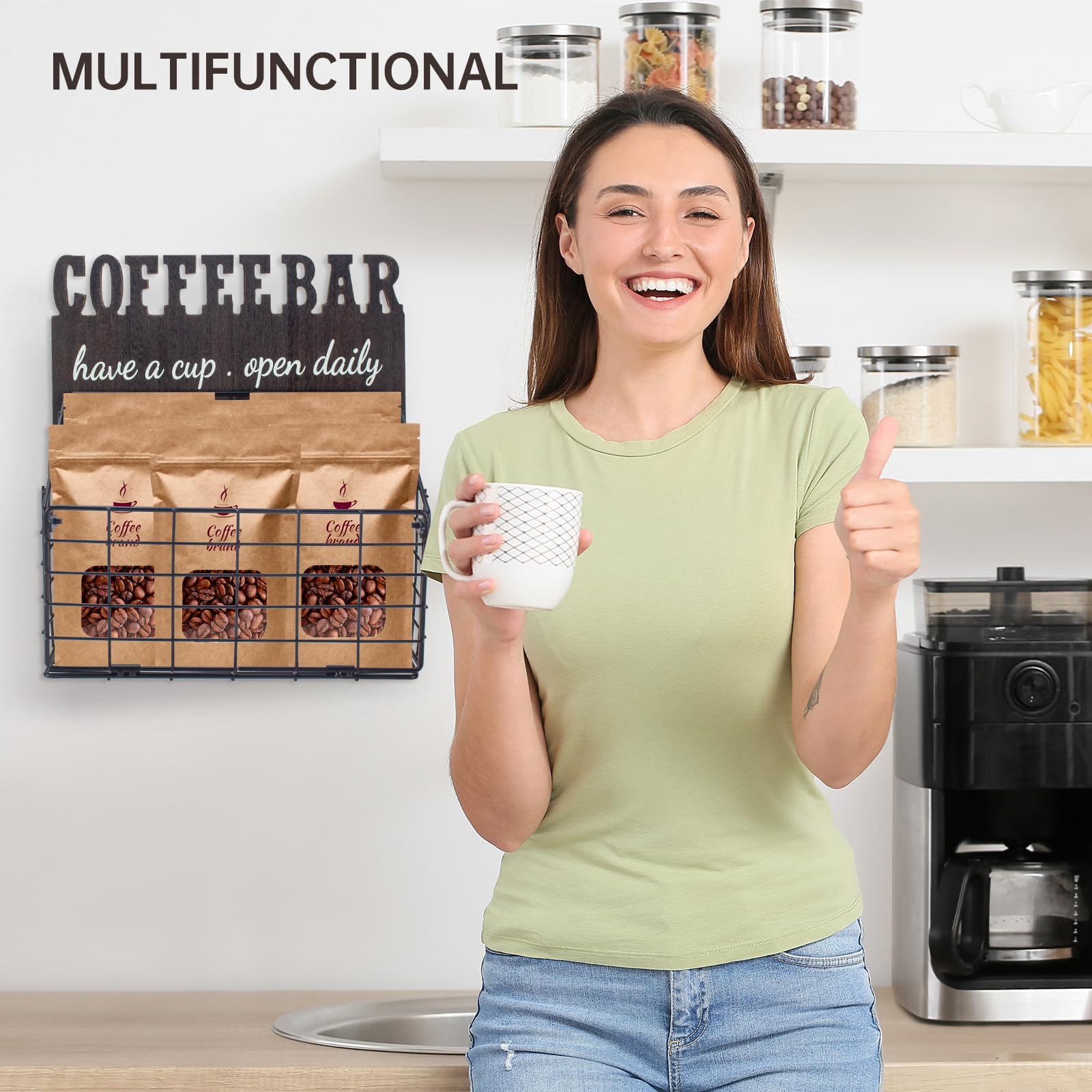 Large Coffee Pods Holder Organizer - Wall Mounted K Cup Storage Rack for Keurig & Espresso Machines - Perfect for Coffee Bar, Kitchen & Office Organization