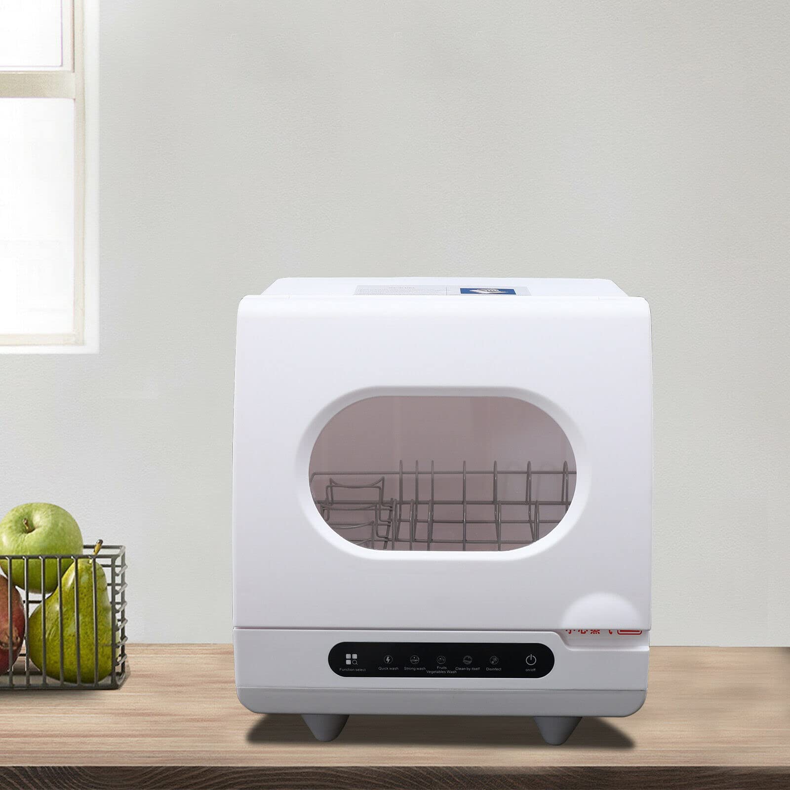 1200W Portable Countertop Dishwasher - Compact Automatic Dishwasher with 5 Washing Programs, White - Ideal for Small Apartments, Dorms, RVs & Tiny Homes - Perfect for Kitchen, Camping & Mobile Living