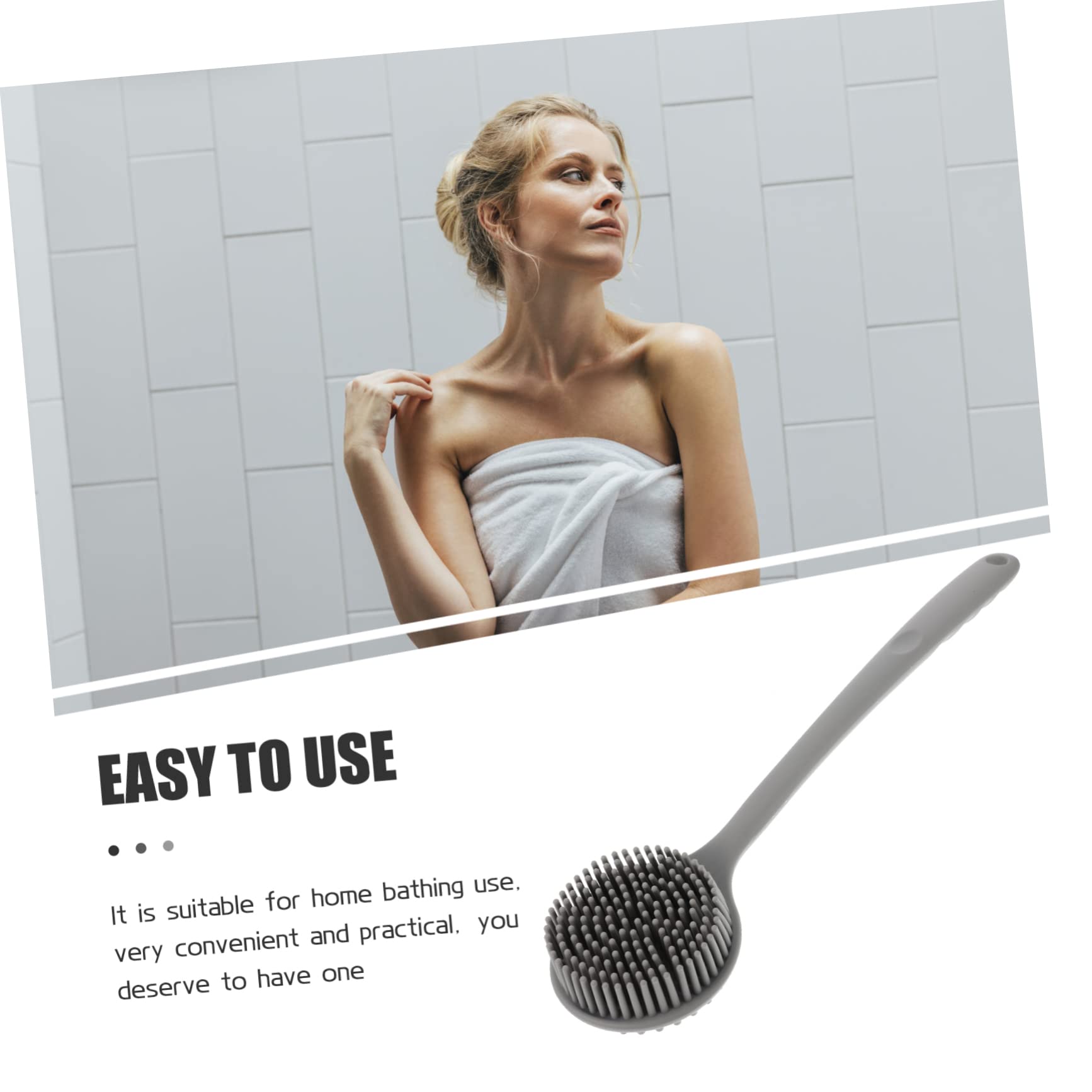 Minkissy Long Handle Body Brush for Shower & Bath - Soft Silicone Bristles, Exfoliating & Massaging - Perfect for Back Scrubbing, Dry Brushing & Spa Relaxation at Home
