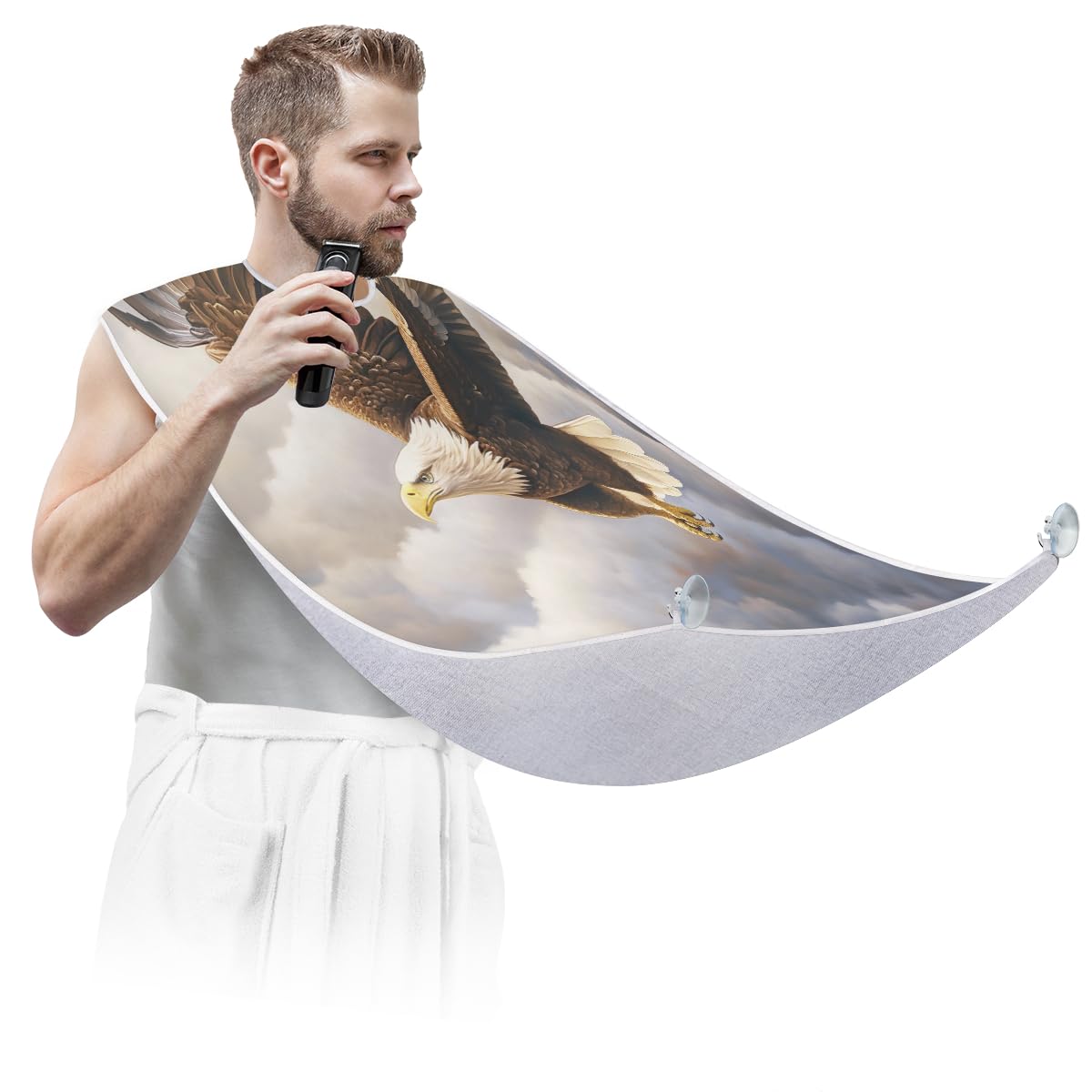 **Men's Bird Eagle Sky Beard Shaving Bib - Waterproof Barber Apron for Hair Dye, Makeup & Trimming | Sink Hair Catcher & Grooming Accessory | Perfect for Home Salon, Barbershop & DIY Styling**