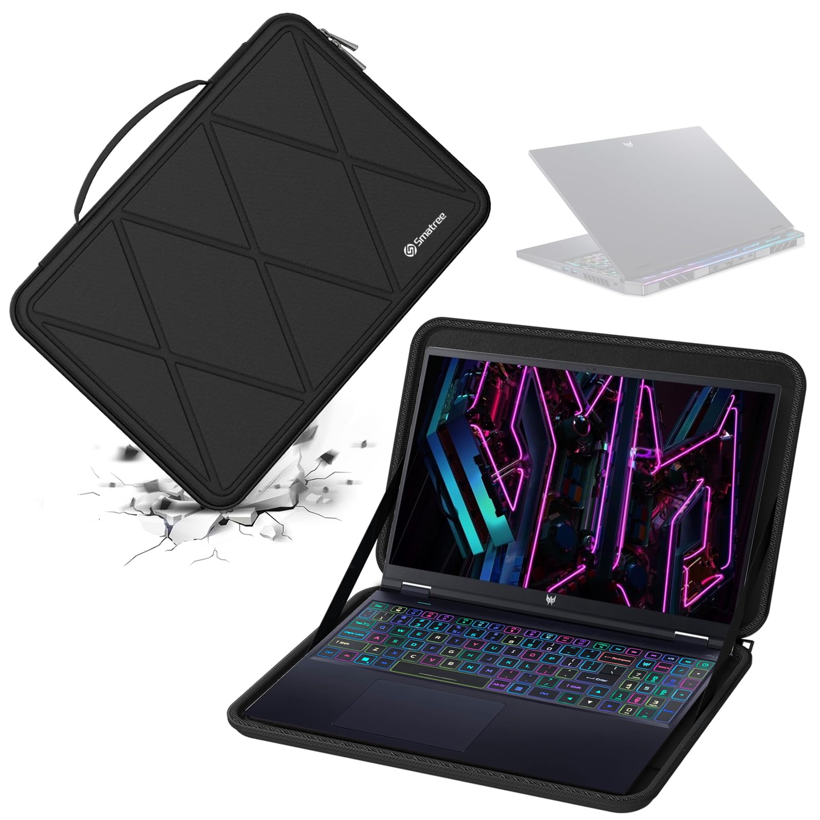 Smatree Hard EVA Protective Laptop Sleeve for 16-inch Acer Nitro 16, Predator Helios 16/Neo 16 & 15.6-inch Helios 3D 15 SpatialLabs Edition - Shockproof Water-Resistant Case for Gaming Laptops - Perfect for Travel, School & Office Use