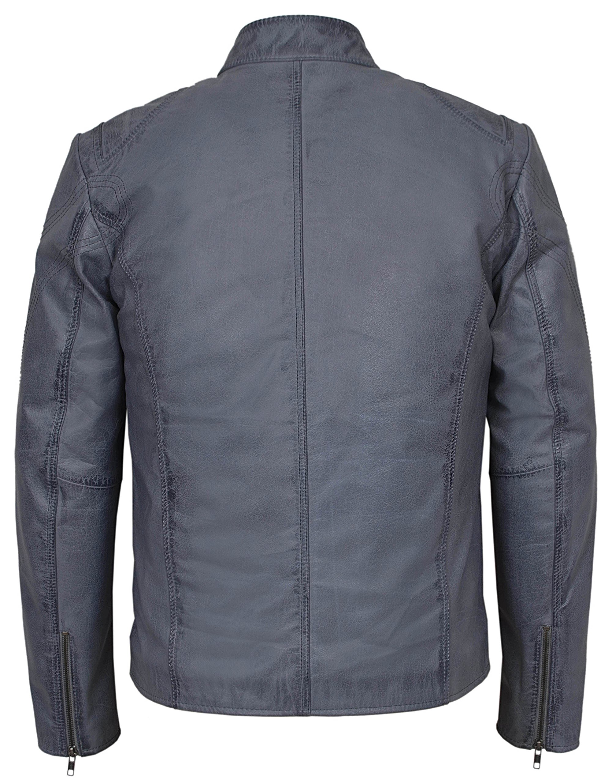 Smart Range Men's Speed Washed Grey Stone Biker Style Motorcycle Real Leather Jacket - Premium Motorcycle Gear for Riding & Casual Wear