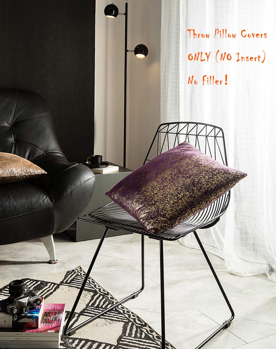 Xinrjojo Set of 3 Decorative Square Throw Pillow Covers 18x18 Inches - Soft Cushion Cases for Sofa, Couch, Chair & Bedroom (Bronze-Lavender Purple) | Home Decor & Car Seat Accessories