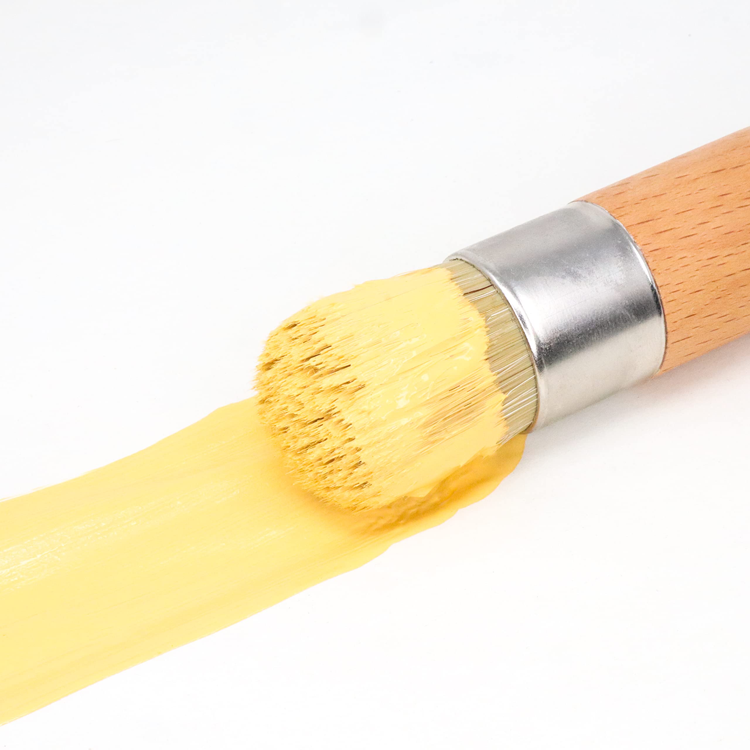 Hemway Premium Handmade Sculpted-Head Chalk, Lacquer & Wax Paint Brush Set (Pack of 2) - Sash & Round Brushes for Furniture, Walls & Ceilings - Perfect for DIY Projects, Shabby Chic Finishes, Home Renovation & Crafting