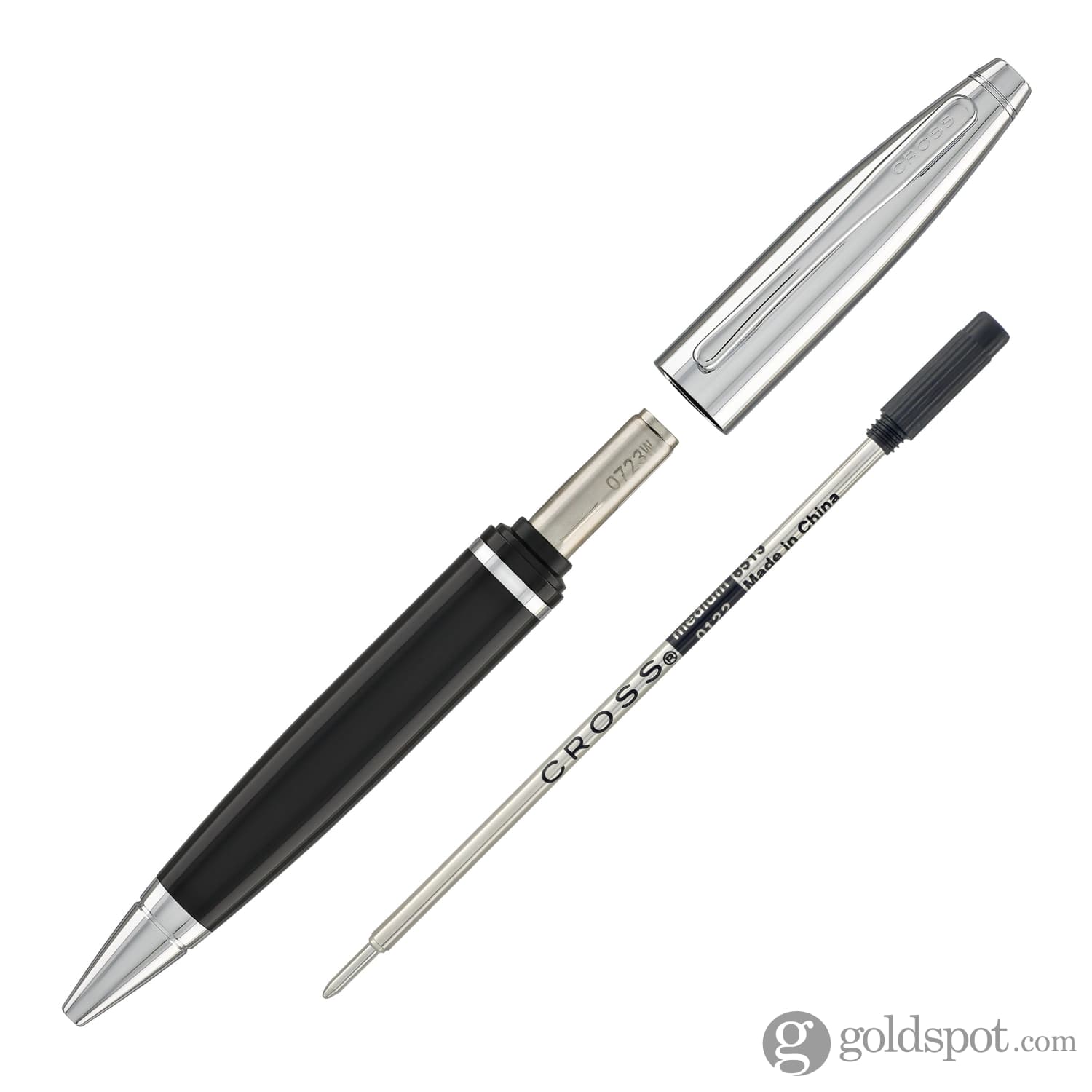 Cross Calais Chrome & Black Ballpoint Pen - Premium Writing Instrument for Office, School, and Business Gifts