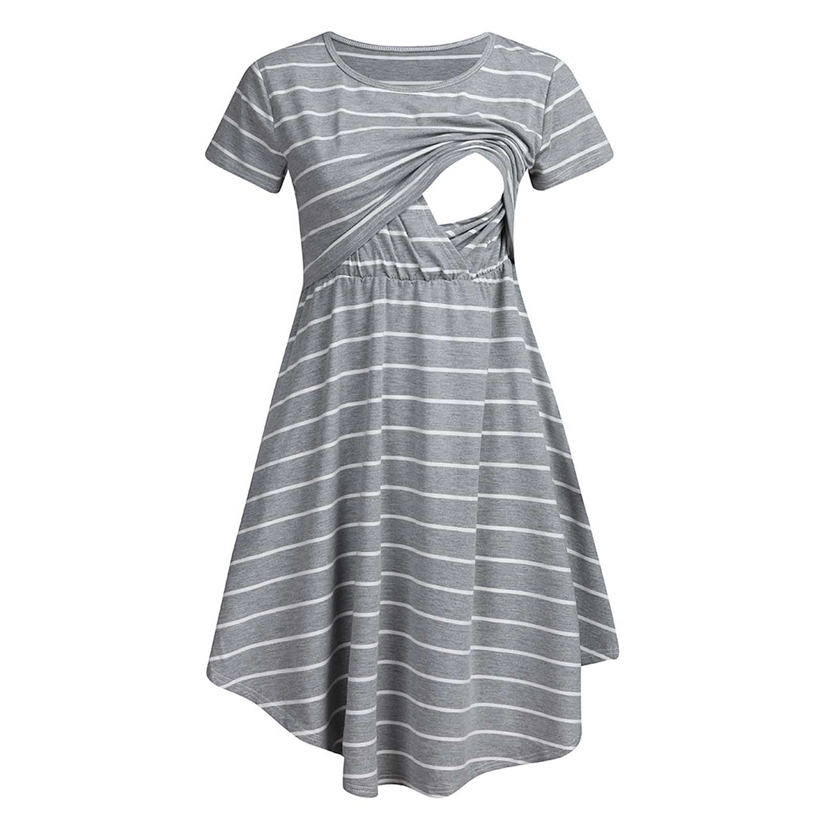 Maternity Nursing Dress for Women - Comfortable Summer & Spring Pregnancy Clothes, Plus Size Breastfeeding Dress with Ruched Design - Perfect for Nursing, Maternity Photos & Everyday Wear
