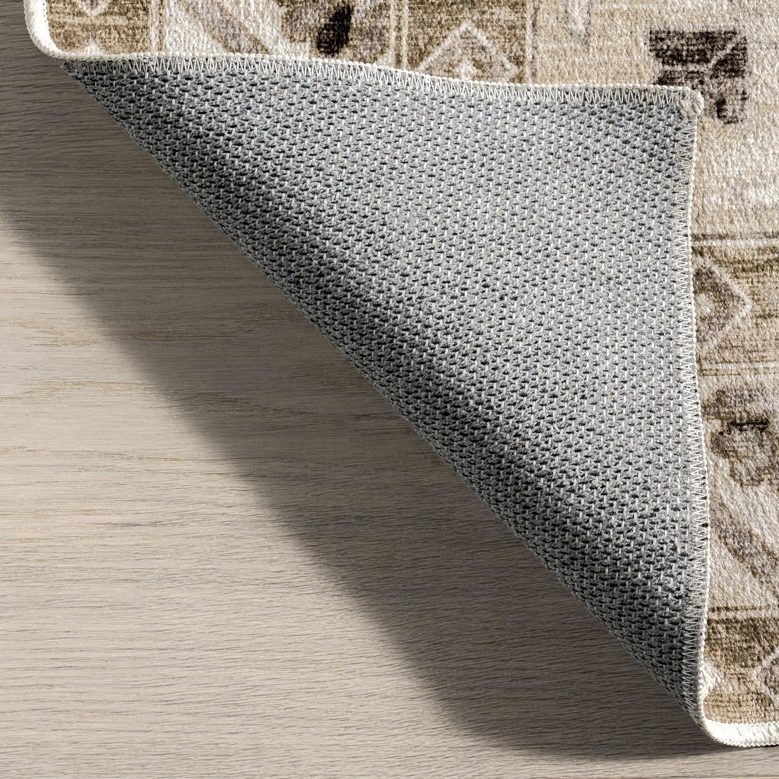 Clovebud Medallion Washable Rug - Soft & Durable Brown Area Rug for Living Room, Bedroom, or Office - Easy to Clean & Stain Resistant