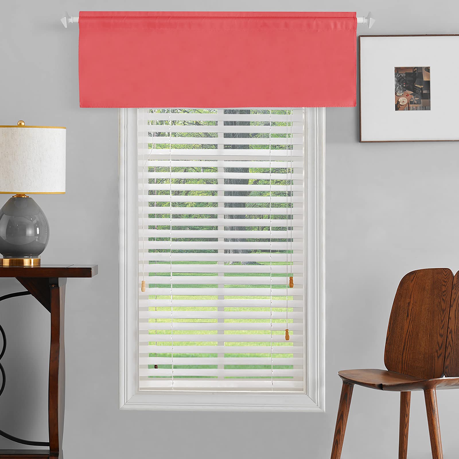 Blackout Window Valance - 52 x 18 Inches Coral Valance Curtain for Kitchen, Bedroom, Living Room, Bathroom & Basement - Perfect for Light Control & Room Decor