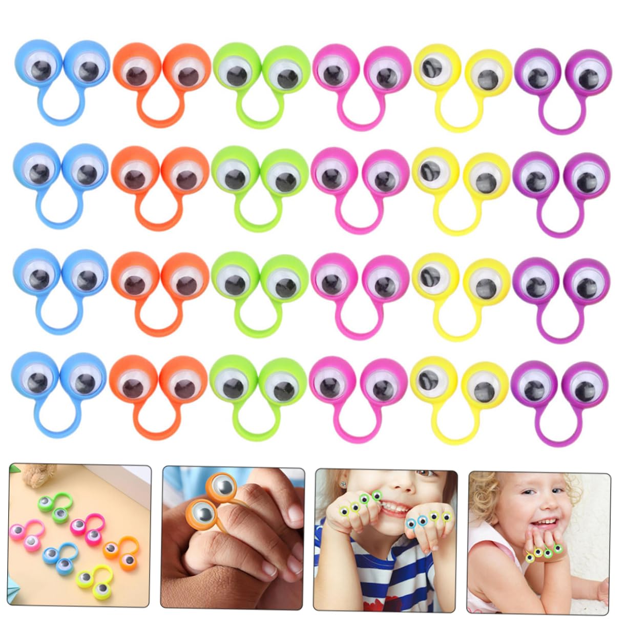 Gogogmee 36-Piece Large Eye Rings - Fun Finger Puppet Toy with Moving Eyes, Interactive Party Favor for Kids & Adults - Perfect for Storytelling, Classroom Activities & Birthday Party Games