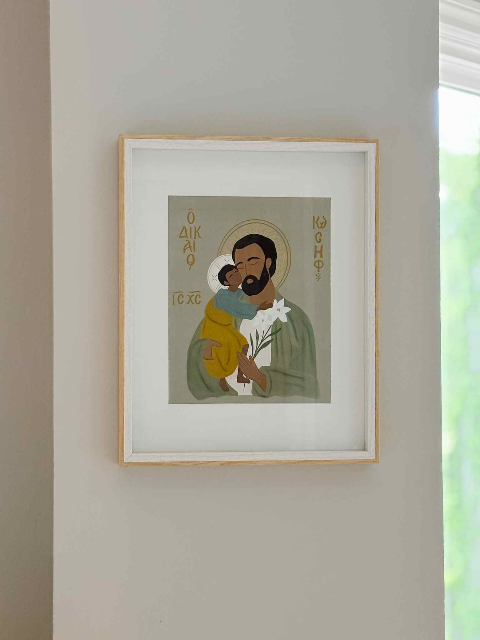 St. Joseph Icon Inspired Print - Religious Wall Art for Home & Church Decor - Perfect for Prayer Rooms, Gifts & Catholic Devotion