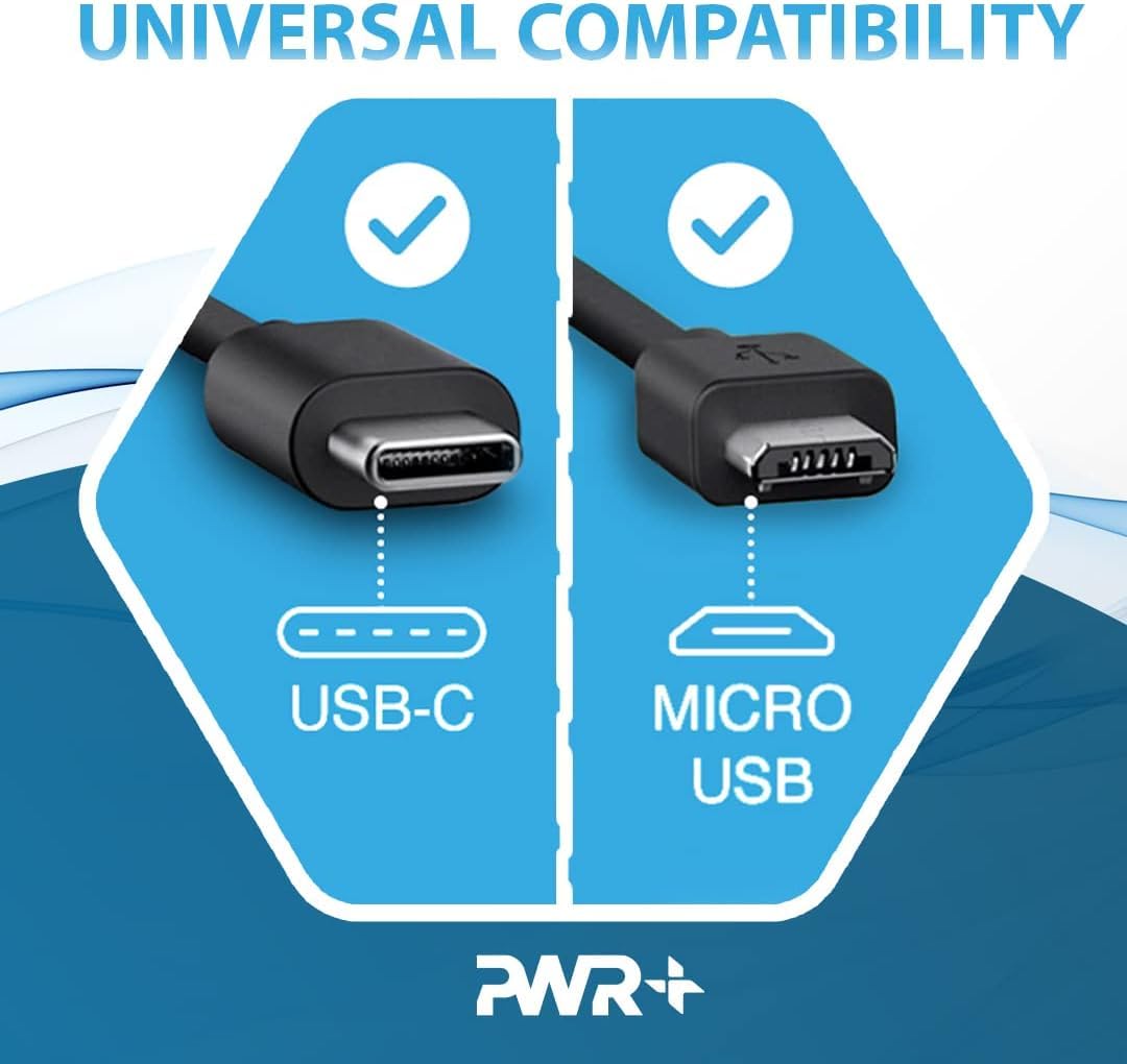 PWR+ Fast Charger for Sony PlayStation DualSense & DualShock 4 Wireless Controller - 10ft Extra Long Cord, UL Certified, PS4/PS5 Gaming Accessories with USB-C & Micro-USB Charging Cable - Perfect for Gaming Sessions, Travel, and Multi-Controller Charging Stations