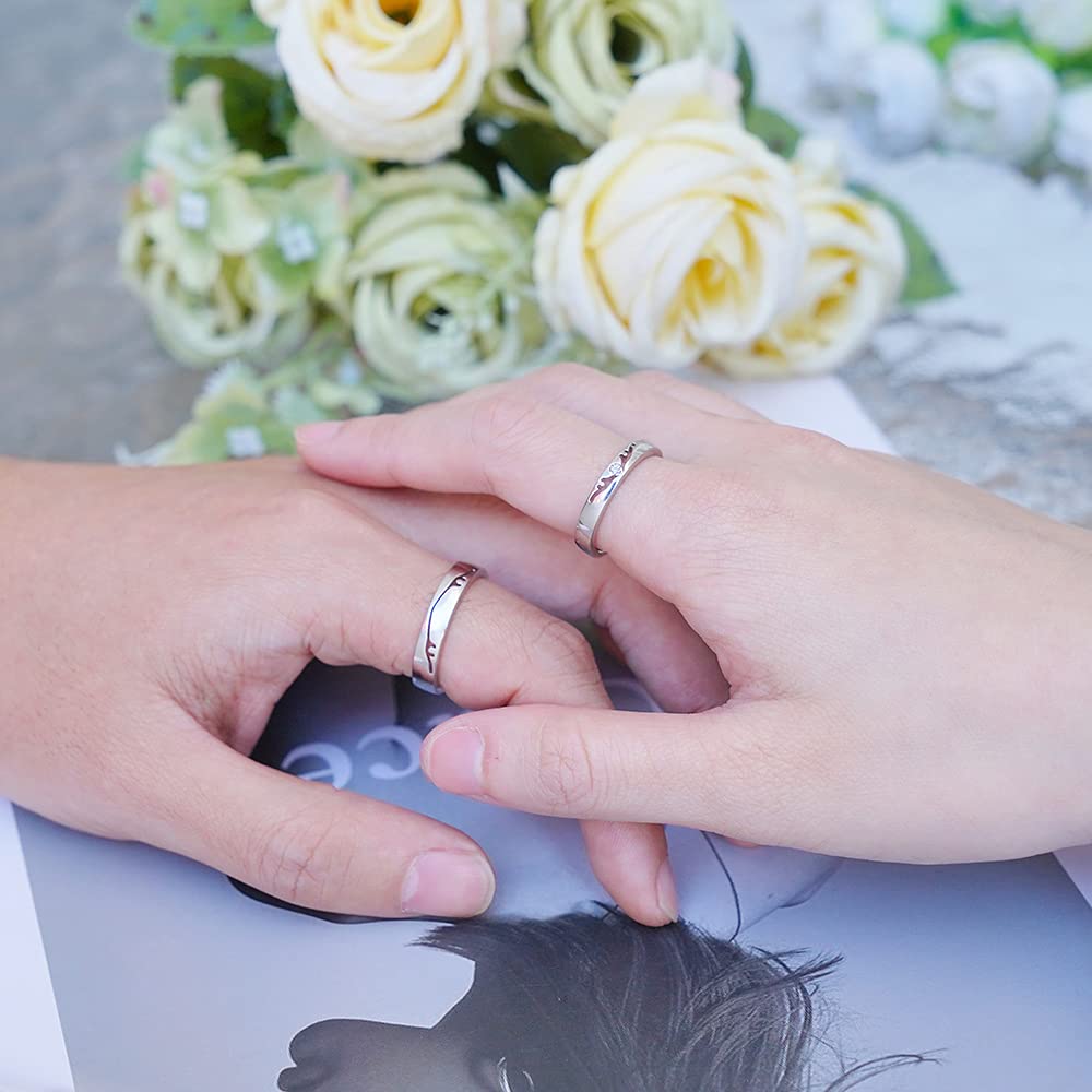 Custom His & Her Antler Couple Rings 925 Silver - Wedding Bands for Couples, Anniversary Gifts