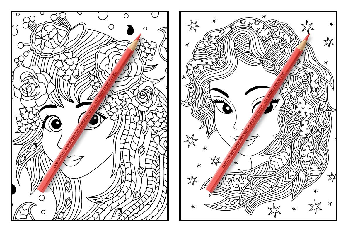 Flower Girls: Cute Manga Adult Coloring Book with Fun Hairstyles & Beautiful Floral Patterns | Stress Relief & Relaxation for Women | Perfect for Art Therapy, Mindfulness & Creative Hobbies