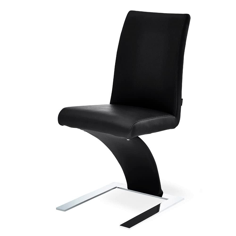 Modern Mesa Dining Chair - Black Leatherette Upholstery with Stainless Steel Frame - Contemporary Kitchen & Dining Room Furniture for Home & Restaurant Use