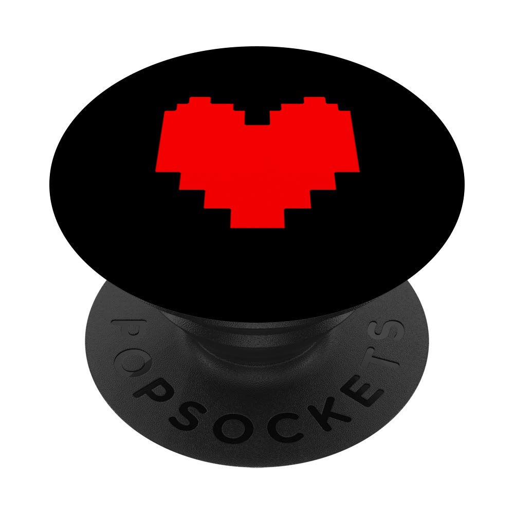 Pixel Red Heart Pop Socket - Swappable Phone Grip for iPhone, Samsung & Tablets | Valentine's Gift, Everyday Phone Accessory for Secure Holding & Selfies