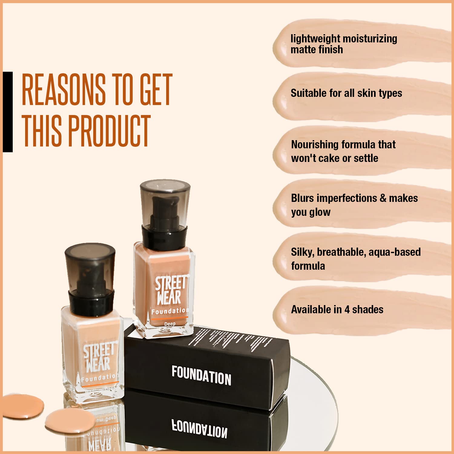 STREET WEAR Foundation Light 30ml - Weightless Buildable Coverage, Breathable Water-Based Formula with Vitamin E - Perfect for Daily Wear, Natural Makeup Looks & Sensitive Skin