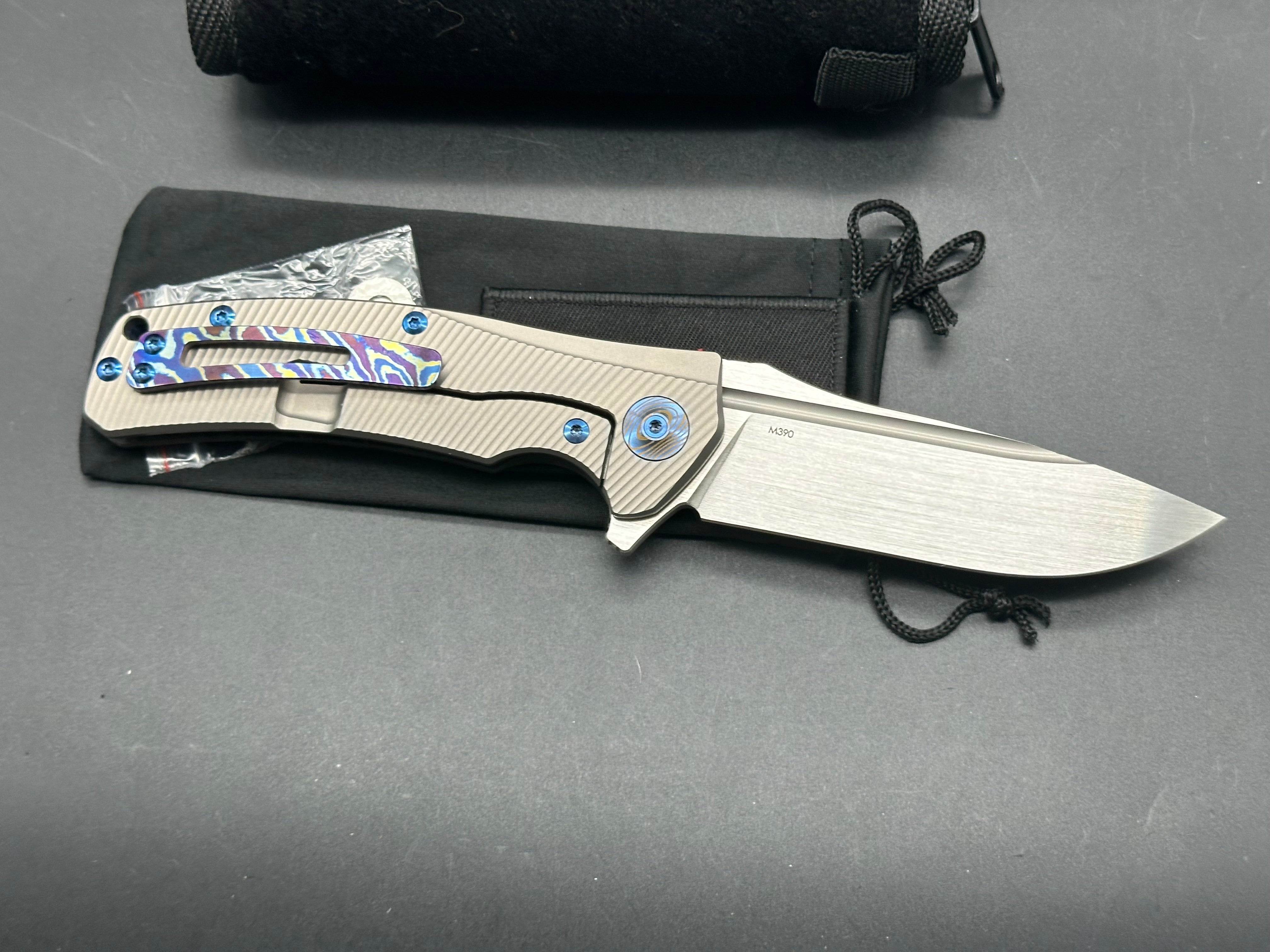 Reate Horizon D Titanium Folding Knife with Marble Carbon Fiber Scales & Real Timascus Clip - EDC, Outdoor, Camping, Survival Gear
