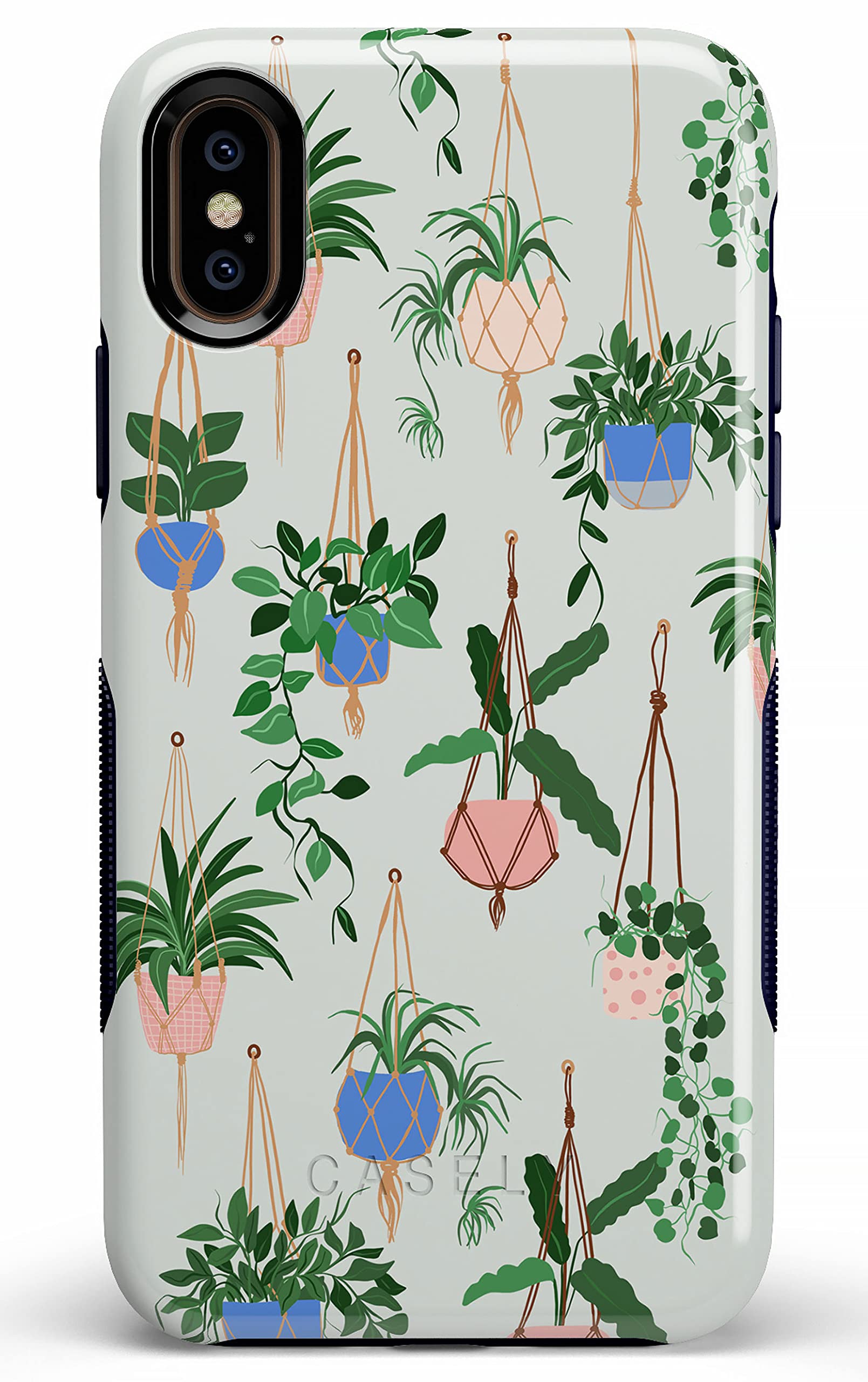 Casely iPhone X/XS Case - Cute Potted Plants Floral Design with Hanging Strap | Trendy Protective Cover for Women & Girls | Perfect for Daily Use, Travel & Outdoor Activities