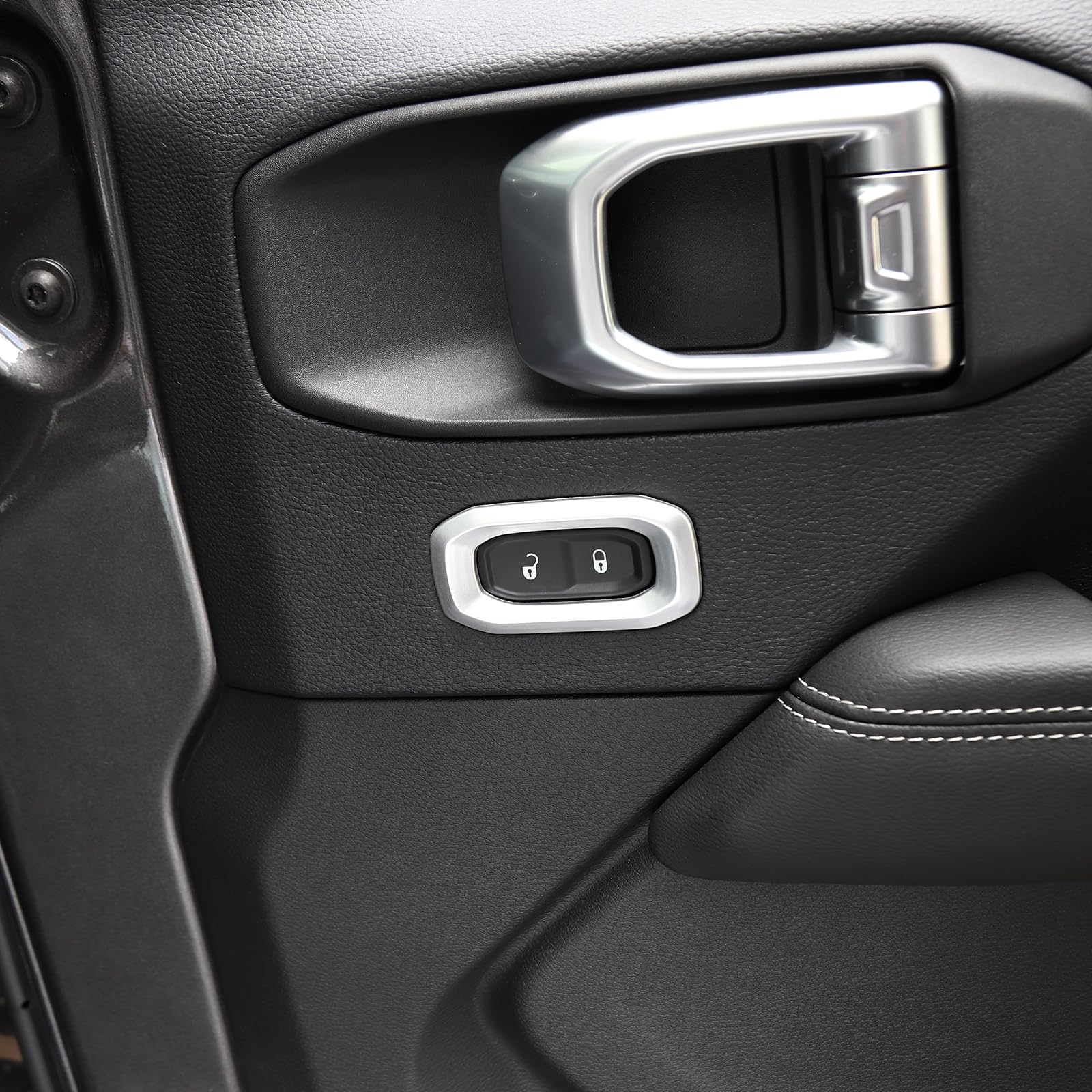 Jeep Wrangler JL JLU & Gladiator JT Door Lock Switch Button Trim Cover (2018-2024) - Silver Interior Accessories (2-Pack) | Premium Upgrade for Enhanced Cabin Style & Protection