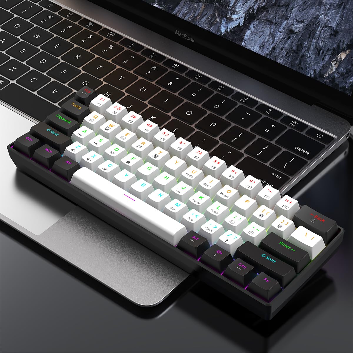 60% RGB Wired Gaming Keyboard - Compact 61-Key for PC/Mac Gamers & Typists | Travel-Friendly Design