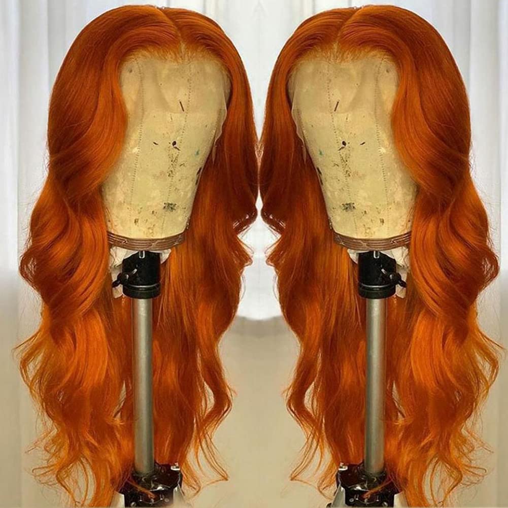 Orange Ginger 13x4 Lace Front Wigs Human Hair - Body Wave 150% Density Pre-Plucked Wigs for Women (16 Inch) | Perfect for Cosplay, Daily Wear & Special Occasions