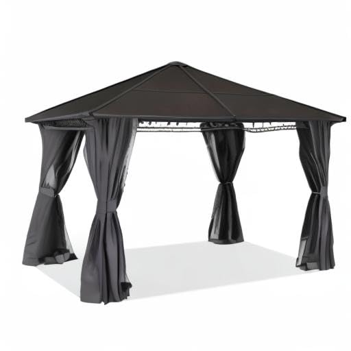 ABCCANOPY Hardtop Patio Gazebo with Weather-Resistant Curtains & Mosquito Netting - Perfect for Outdoor Dining, Garden Parties, and Backyard Relaxation