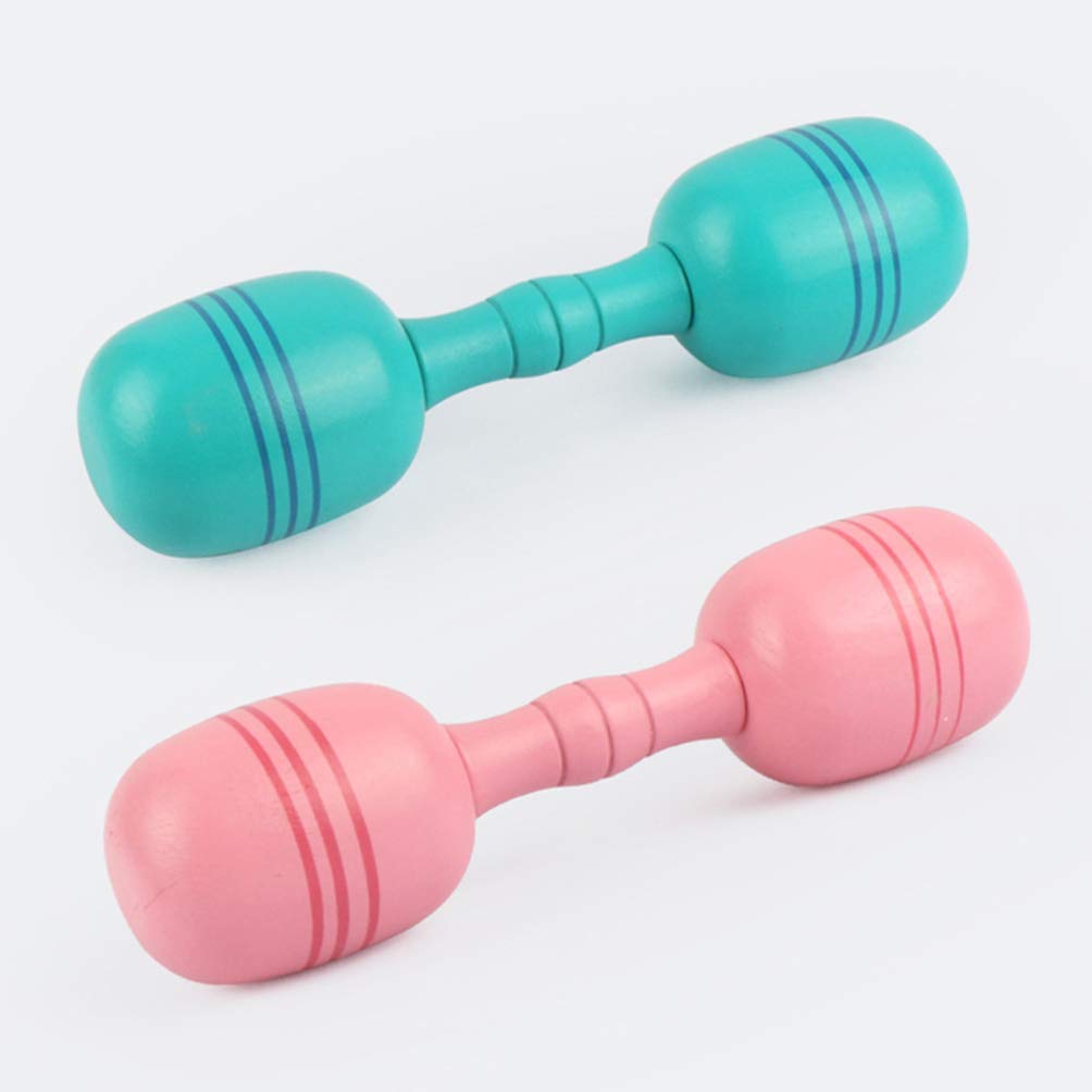 Garneck 1 Pair 300g Pink Wooden Dumbbell Set - Kids Exercise Hand Weights, Home Gym Equipment & Fitness Training Toys for Children - Perfect for Indoor Workouts, Playroom Activities & Beginner Strength Training