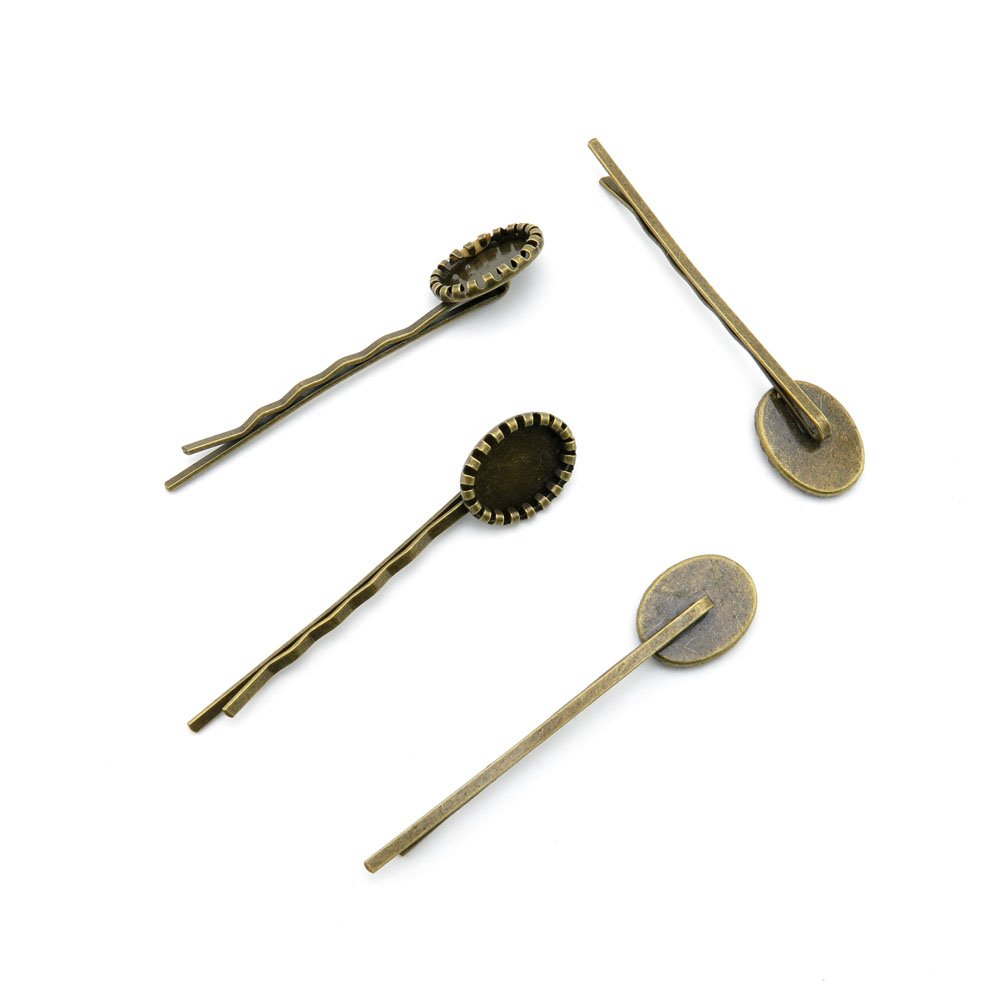 490-Piece Antique Bronze Brass Jewelry Making Charms Findings - Fashion Jewelry Wholesale Supplies with Oval Hairpin Cabochon Settings (Perfect for DIY Bracelets, Necklaces, Earrings & Craft Projects)