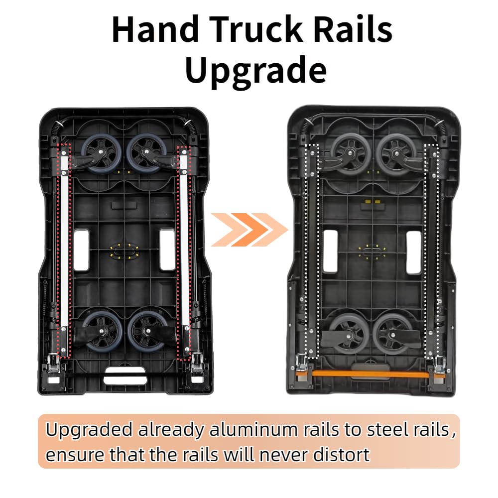 Heavy Duty Folding Hand Truck - 330 Lbs Capacity Adjustable Handle Luggage Cart | Portable Utility Dolly for Moving, Shopping, Travel & Office Use | Perfect for Home, Warehouse & Commercial Transport
