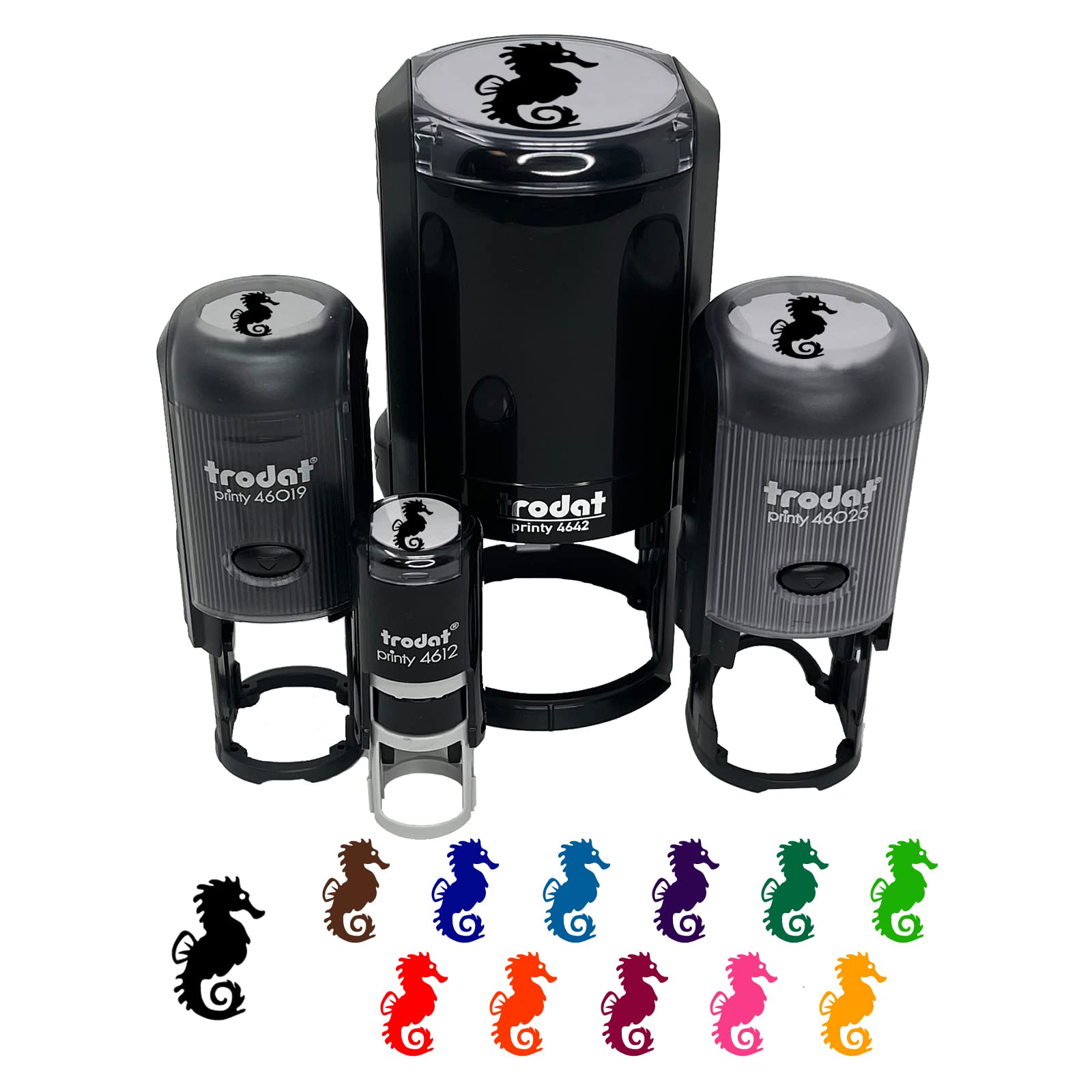 Seahorse Icon Self-Inking Rubber Stamp - 3/4 Inch Small Stamp with Black Ink for Crafting, Planners, Scrapbooking & DIY Projects - Perfect for Document Marking, Gift Wrapping & Stationery