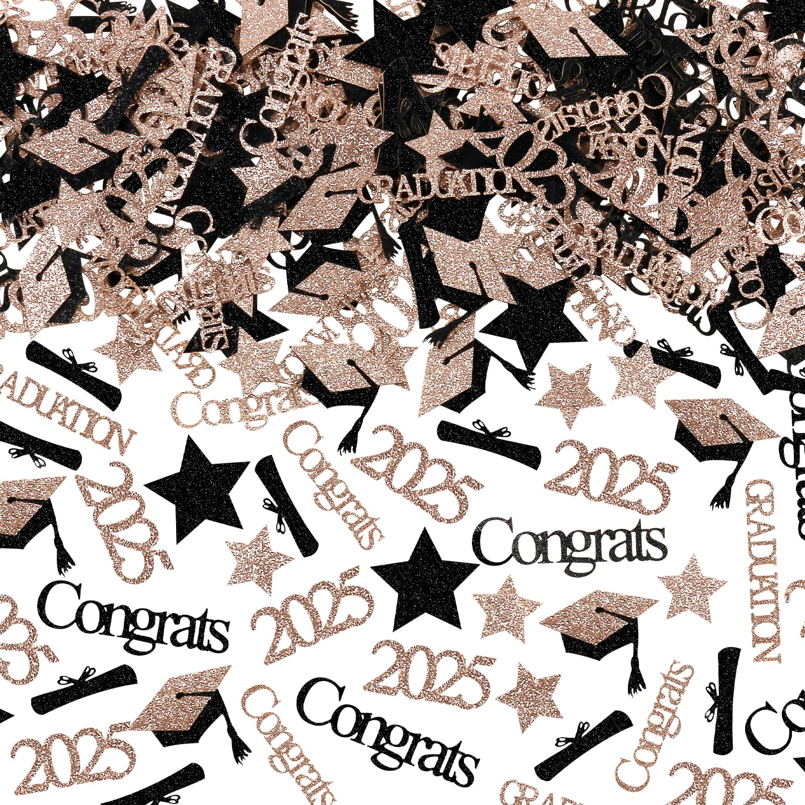 200Pcs Rose Gold Graduation Confetti for Class of 2025 - Elegant Table Decorations for Graduation Parties, Ceremonies & Celebrations