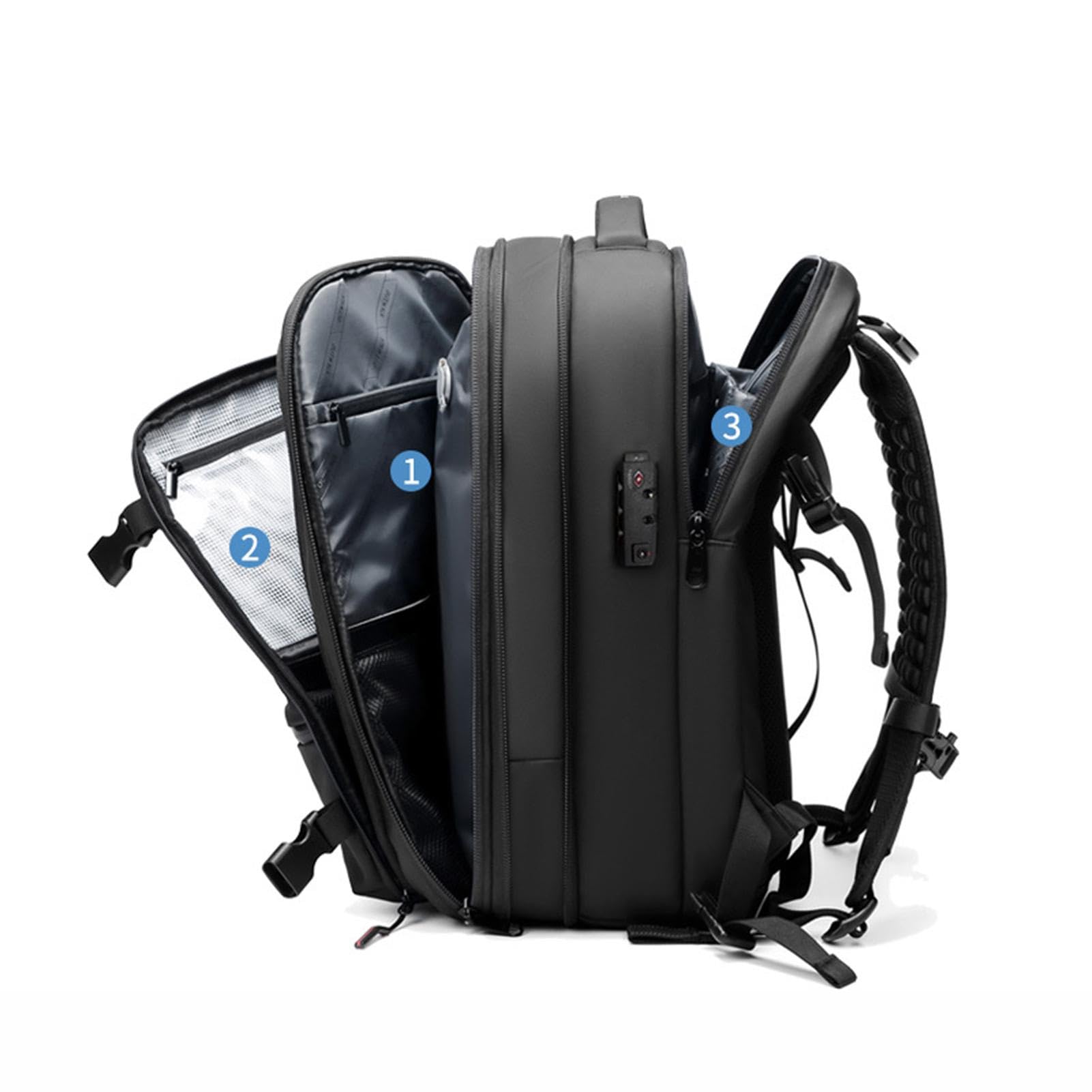 Kuxiptin 60L Vacuum Compression Travel Backpack - Expandable Airpack with Laptop Compartment, Durable Oxford Fabric - Perfect for Camping, Hiking & Business Trips