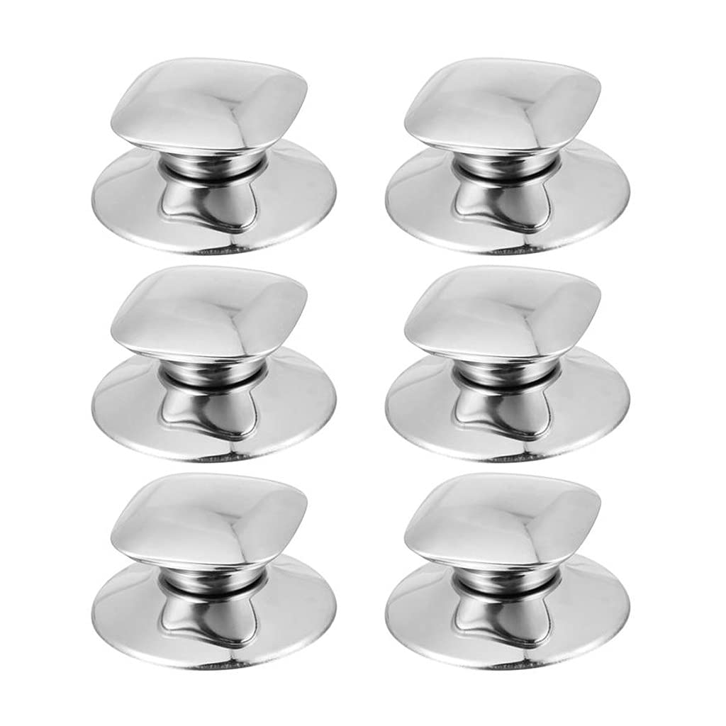 6PCS Square Stainless Steel Pot Knobs - Durable Kitchen Cookware Replacement Lid Handles for Secure Grip - Perfect for Pots, Pans & Dutch Ovens