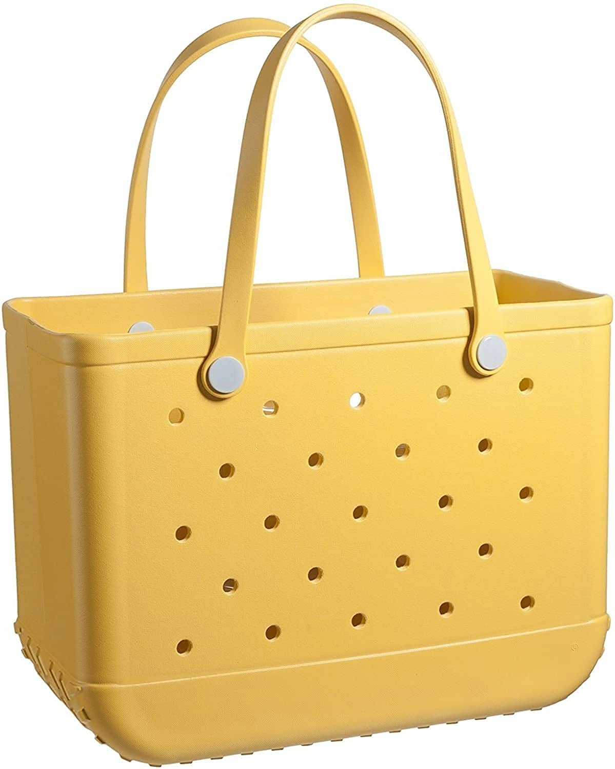 Waterproof EVA Rubber Beach Bag - Large Yellow Tote with Holes for Pool, Boat & Outdoor Activities | Portable Travel Handbag for Swimming, Sports & Work | Durable Sand & Water Resistant Carryall