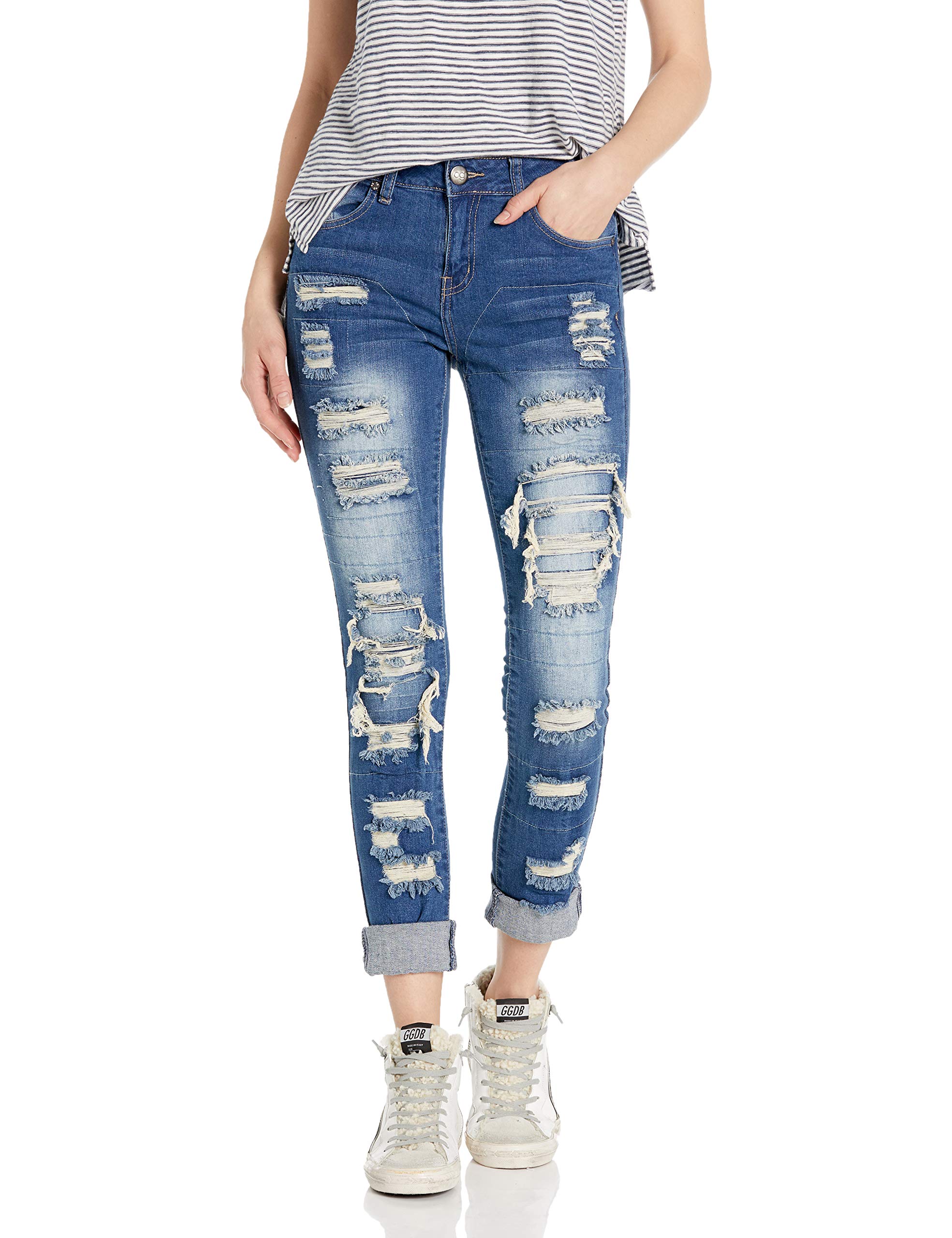 V.I.P.JEANS Men's Plus Size Distressed Patched Skinny Jeans - Medium Wash Ripped Denim Pants for Casual Wear (3X-Large) | Trendy Street Style & Everyday Comfort