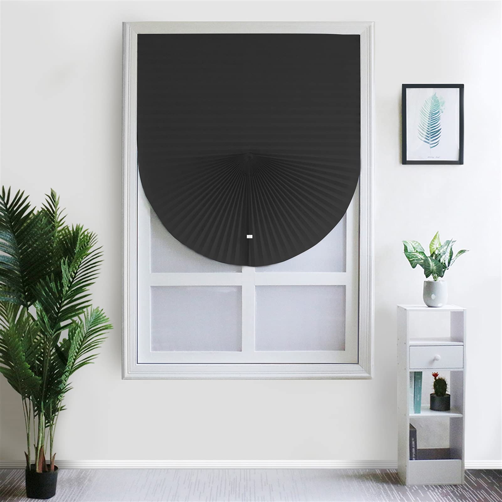 Light Filtering Pleated Paper Window Shades - Black 60x180cm (23.6