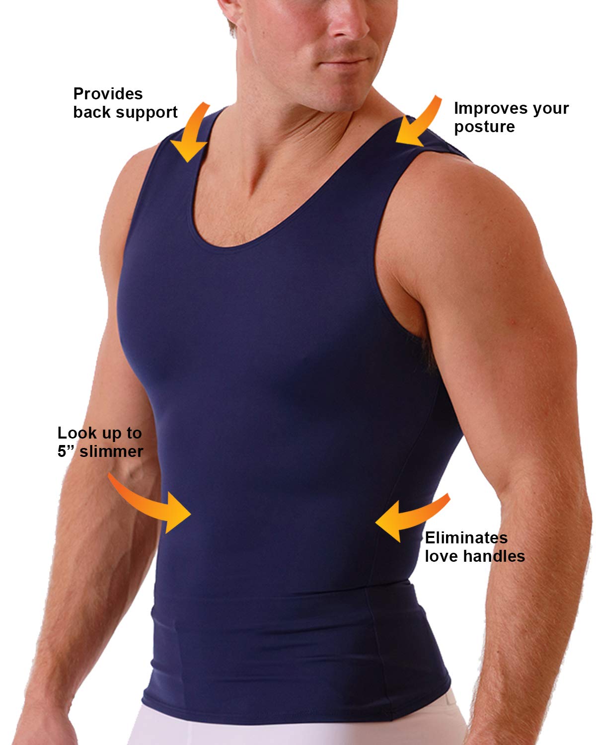 Insta Slim ISPRO Men's Slimming Muscle Tank Top - Shapewear Compression Shirt for Workout & Body Shaping (Made in USA) - Perfect for Gym, Running & Everyday Wear