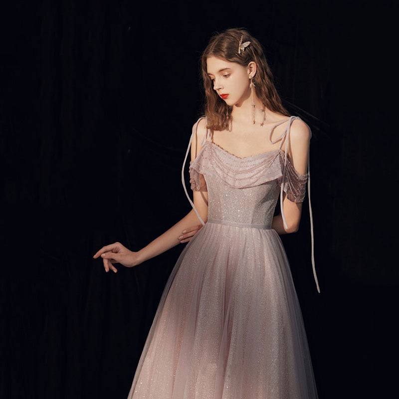 Elegant Light Purple A-Line Long Prom Dress with Spaghetti Straps - Perfect for Sweet 16, Evening Parties & Formal Events | Flattering Fit for Special Occasions