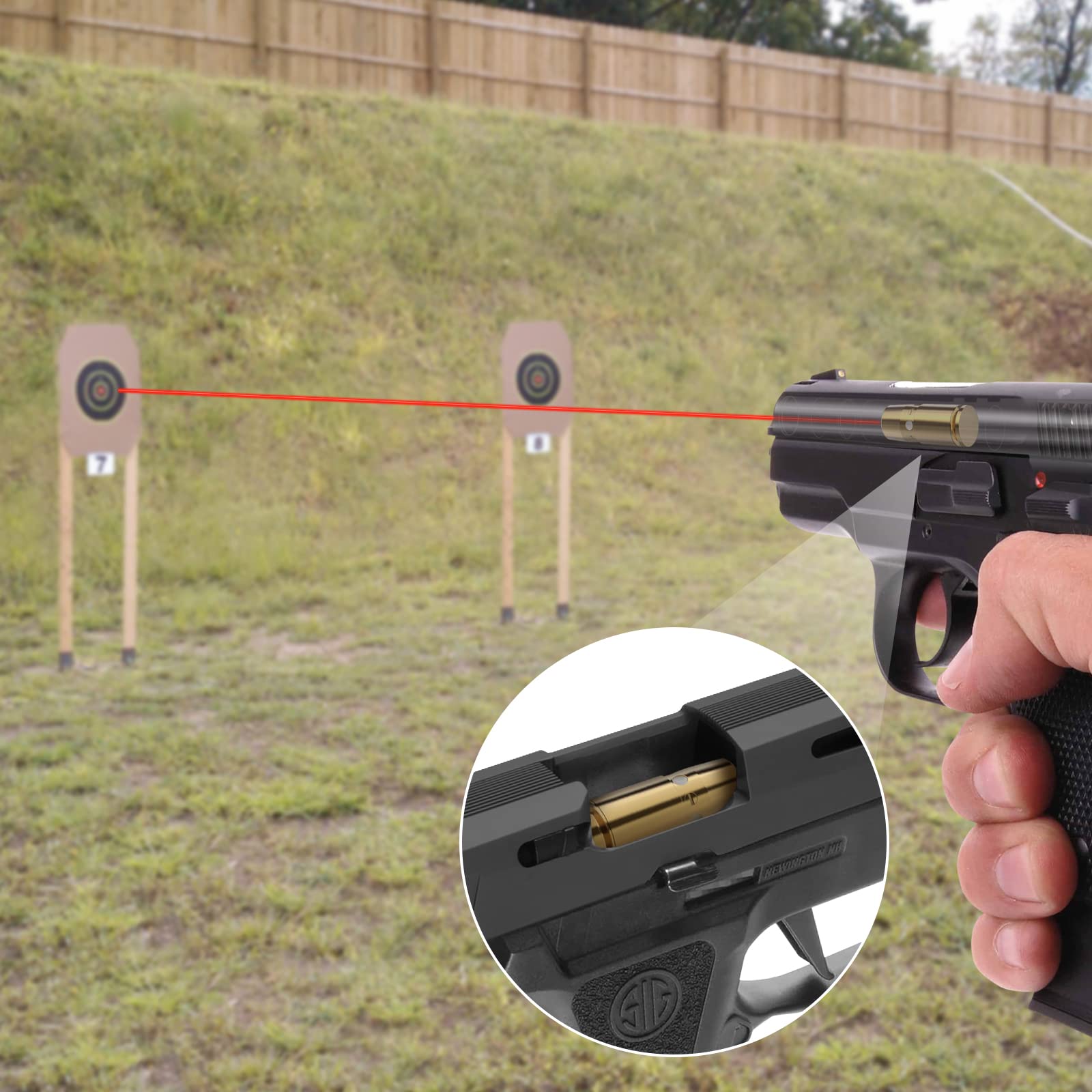 EZshoot 9mm Laser Boresighter - Precision Gun Sight Alignment Tool with 3 Battery Sets | Perfect for Pistol, Rifle & Handgun Zeroing at Range or Home