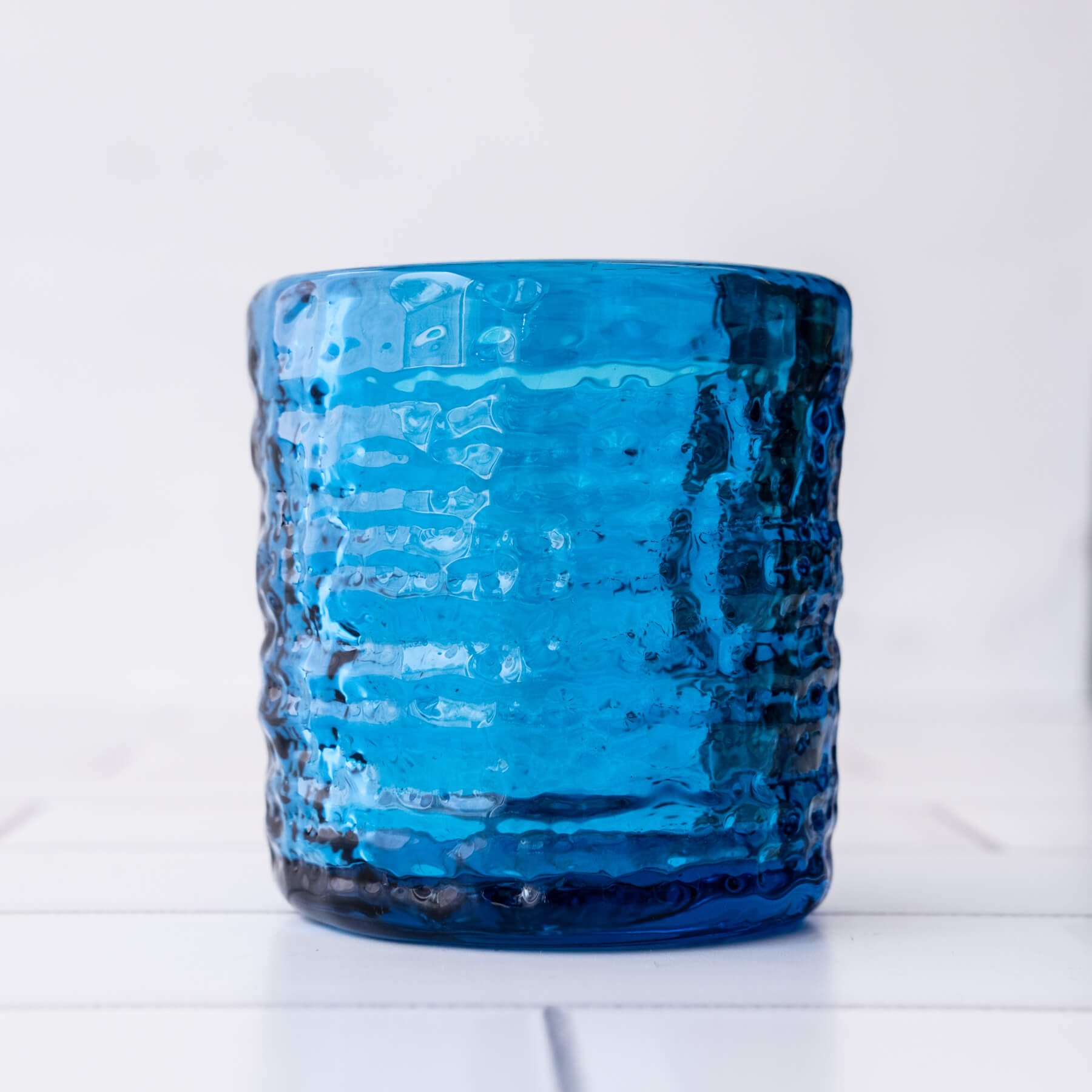 2222 Strata Votive Candle Holder - Handmade Turquoise Glass for Home Decor, Wedding Centerpieces & Romantic Ambiance