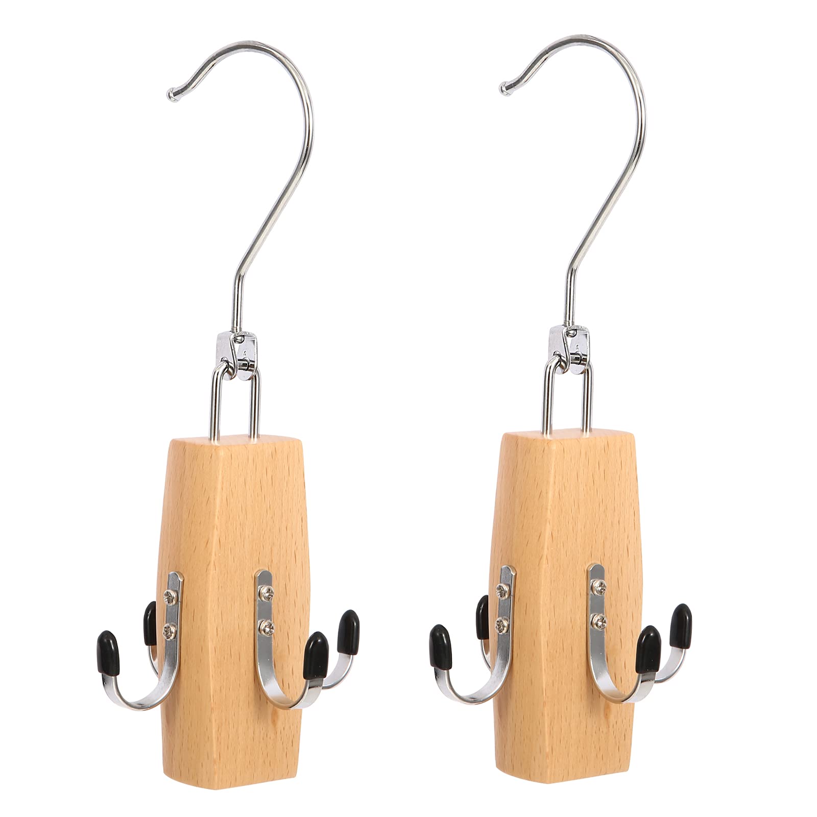ZEDODIER 2 Pack Wooden Purse Handbag Hangers with 360° Swivel Hook - Space Saving Belt & Bag Organizer for Closet, Bedroom, and Entryway Storage