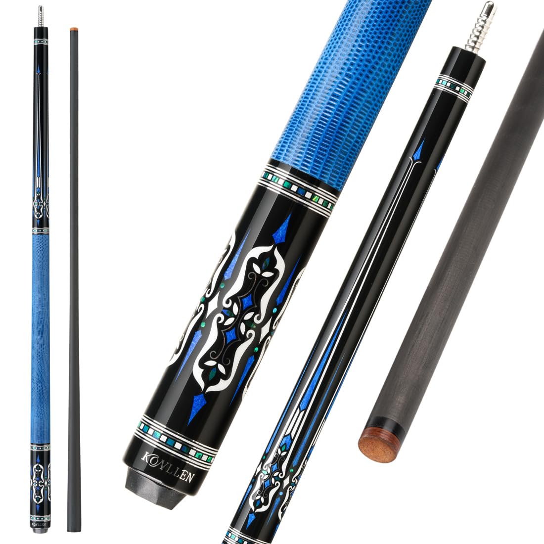 KONLLEN 58-inch Professional Carbon Fiber Pool Cue Stick - Low Deflection Billiard Cue with 12.5mm Tip for Adults | Full Carbon Technology, Pro Taper & Ultra-Smooth Finish | Perfect for Competitive Play & Home Game Rooms