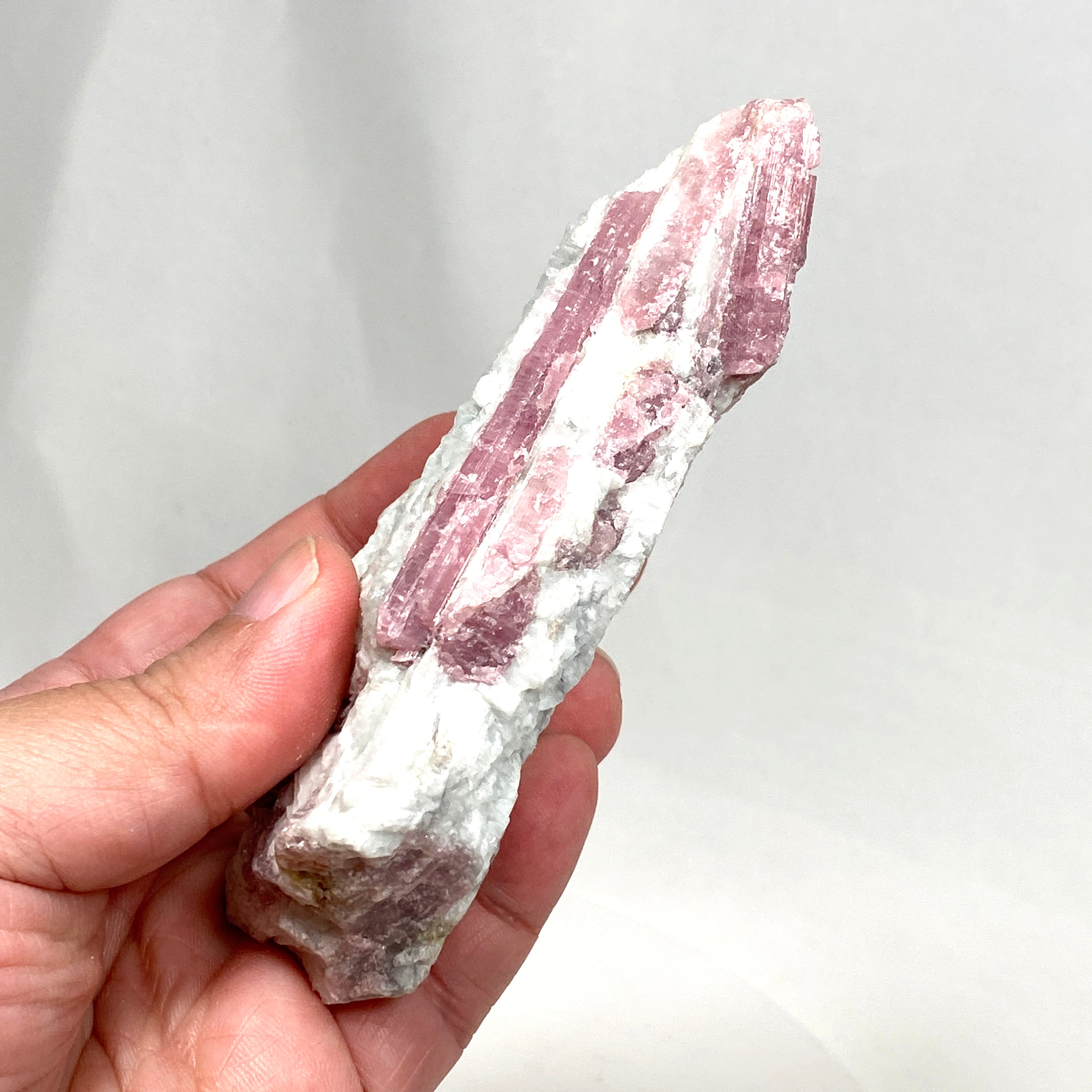Natural Pink Tourmaline on Quartz Crystal Specimen - PTQ 01 | Healing Stone for Meditation, Reiki & Home Decor