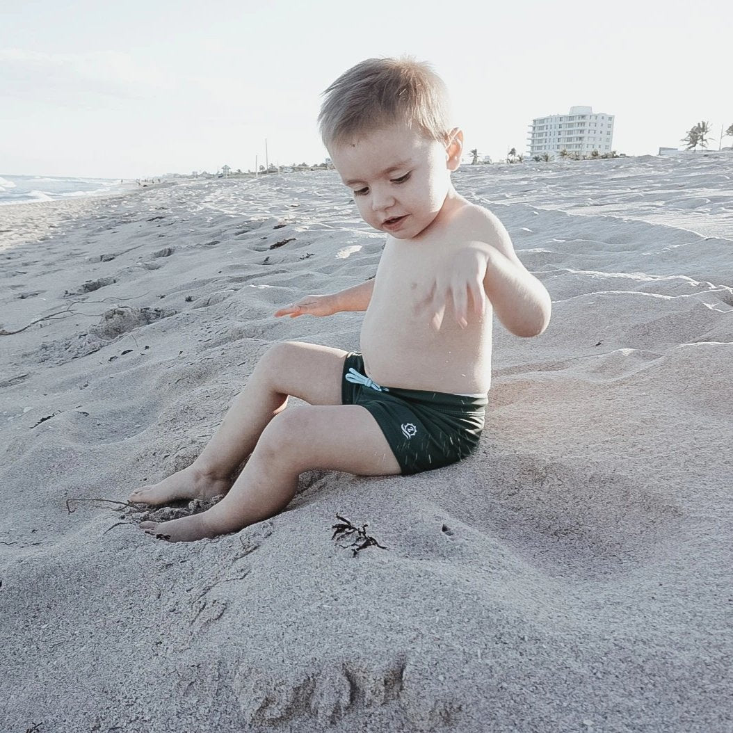Kids Euro Swim Shorts for Boys & Girls | Quick-Dry Swim Trunks | Hunter Green | Perfect for Pool, Beach & Water Play