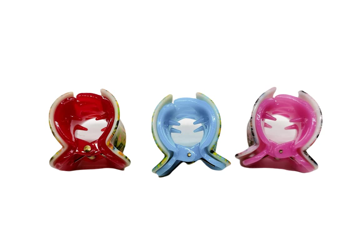 PEAcock - Double Layer Small Hair Clips for Women & Girls, Multi Printed Hair Clutchers & Half Hair Claws - Perfect for School, Work, Parties & Everyday Styling
