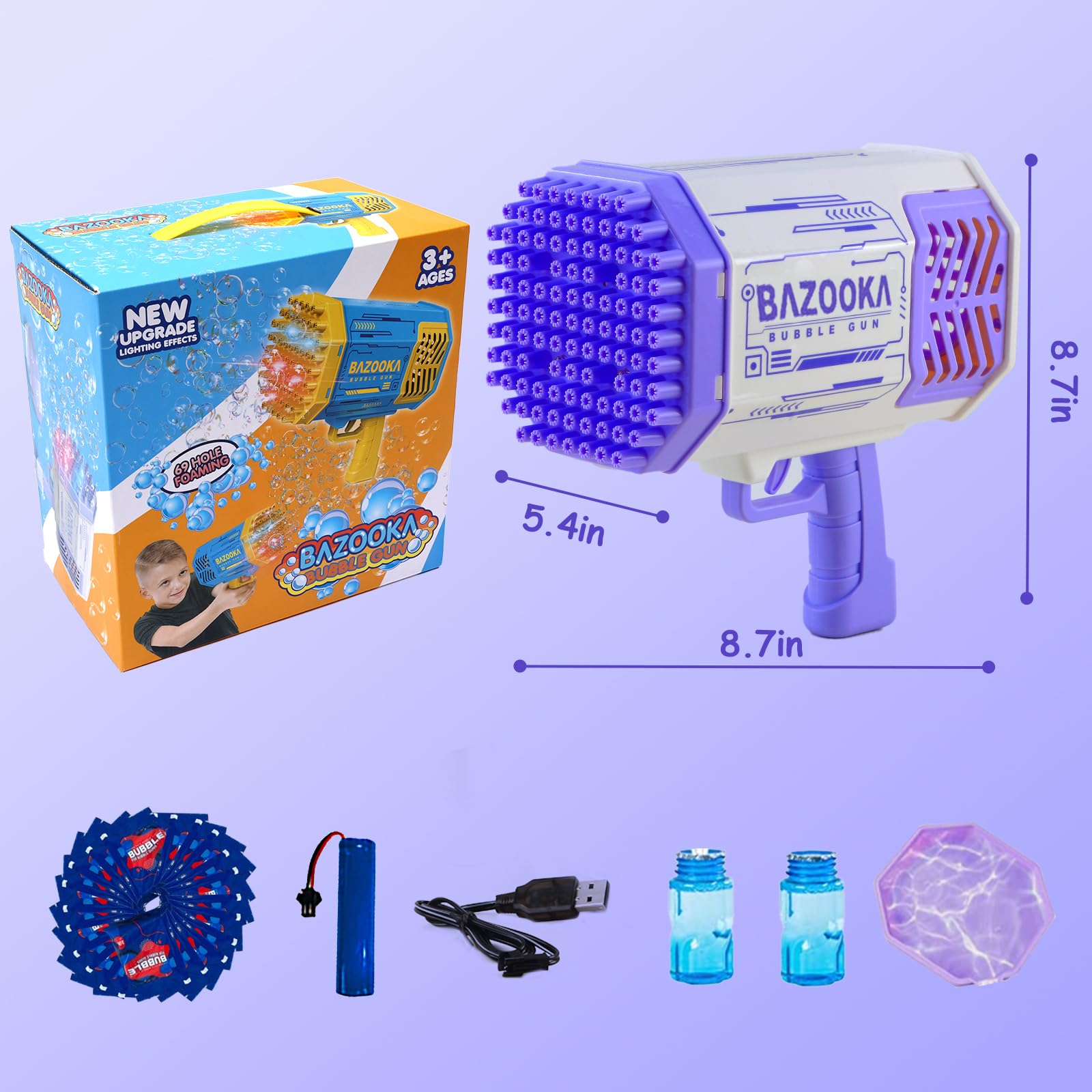 Petrella Bubble Gun Bazooka - Automatic Bubble Machine Blaster for Kids Ages 3-12 | Outdoor Party, Birthday Gift, TikTok Toy | Fun Summer Play, Backyard Games, Poolside Entertainment