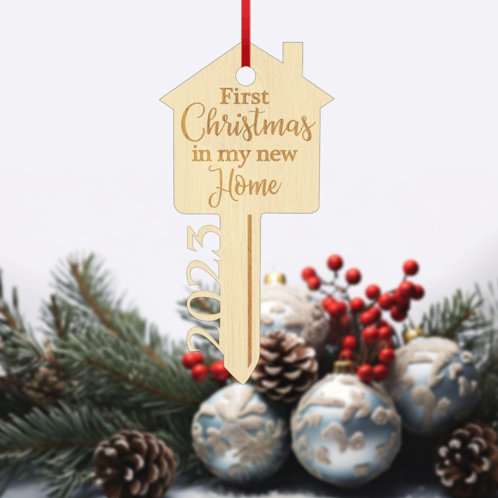 2021 First Christmas in My New Home Wooden Ornament - Personalized Housewarming Gift for New Homeowners - Perfect for Christmas Tree Decor & Holiday Home Celebration