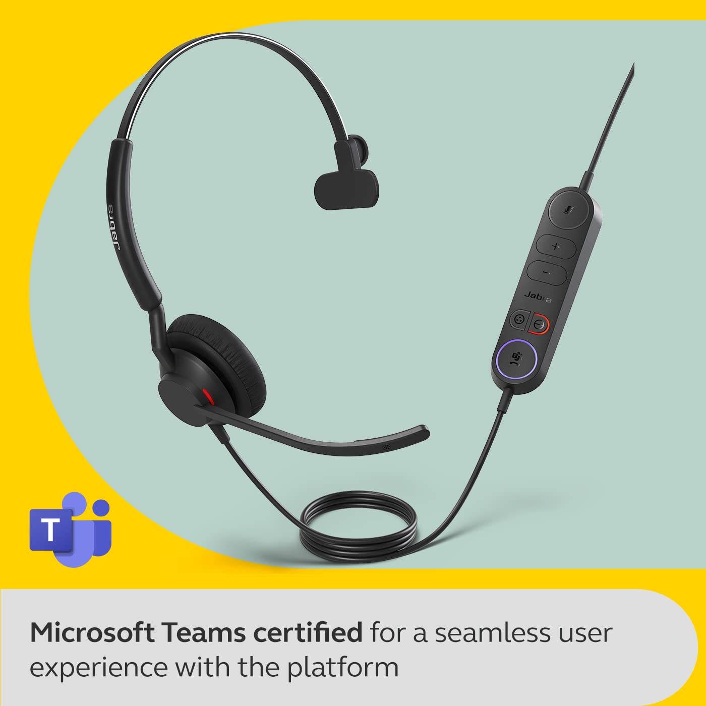 Jabra Engage 40 Wired Mono Headset with Noise Cancelling Mic - USB-A Business Headphones for Office, Call Center & Remote Work - MS Teams Certified, Lightweight Design, Compatible with All Platforms (Black) - Perfect for Conference Calls, Customer Service & Virtual Meetings